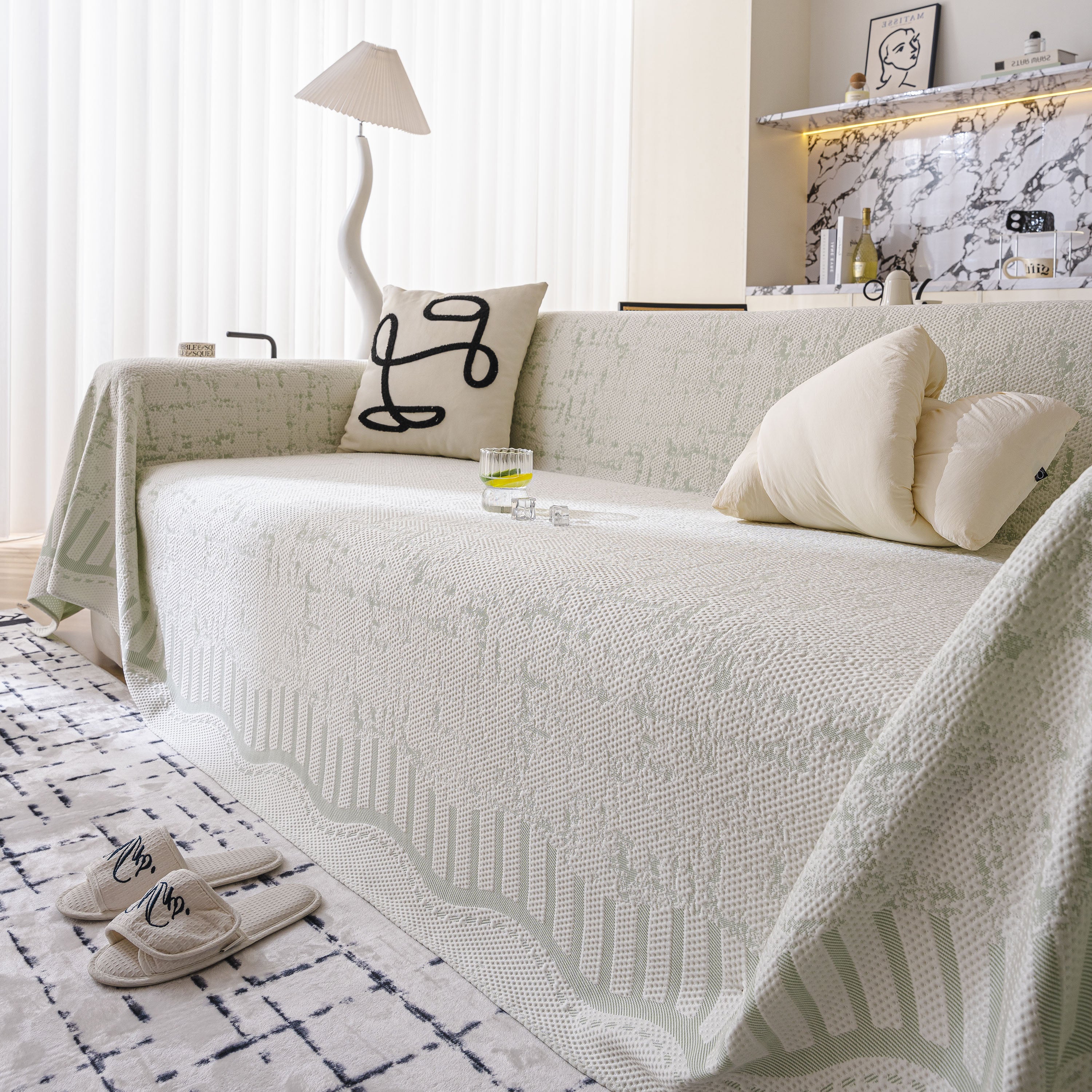 Modern Light Luxury Silky Smooth Couch Throw Protector, Washable Furniture Protector