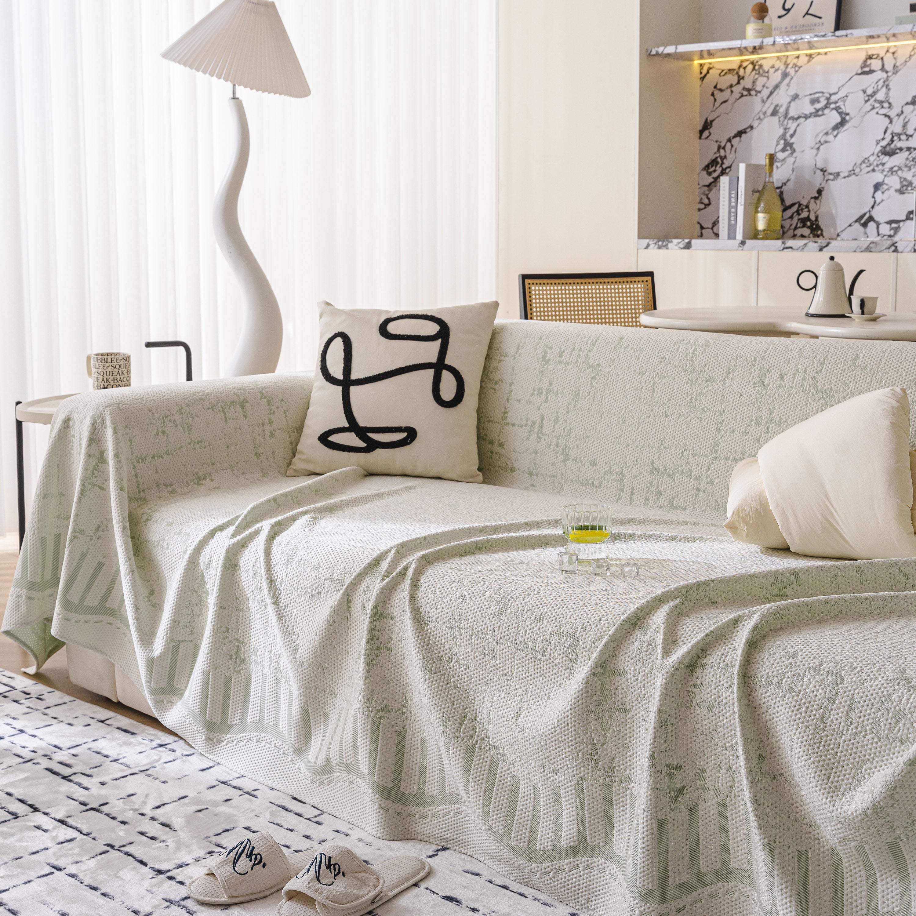 Modern Light Luxury Silky Smooth Couch Throw Protector, Washable Furniture Protector