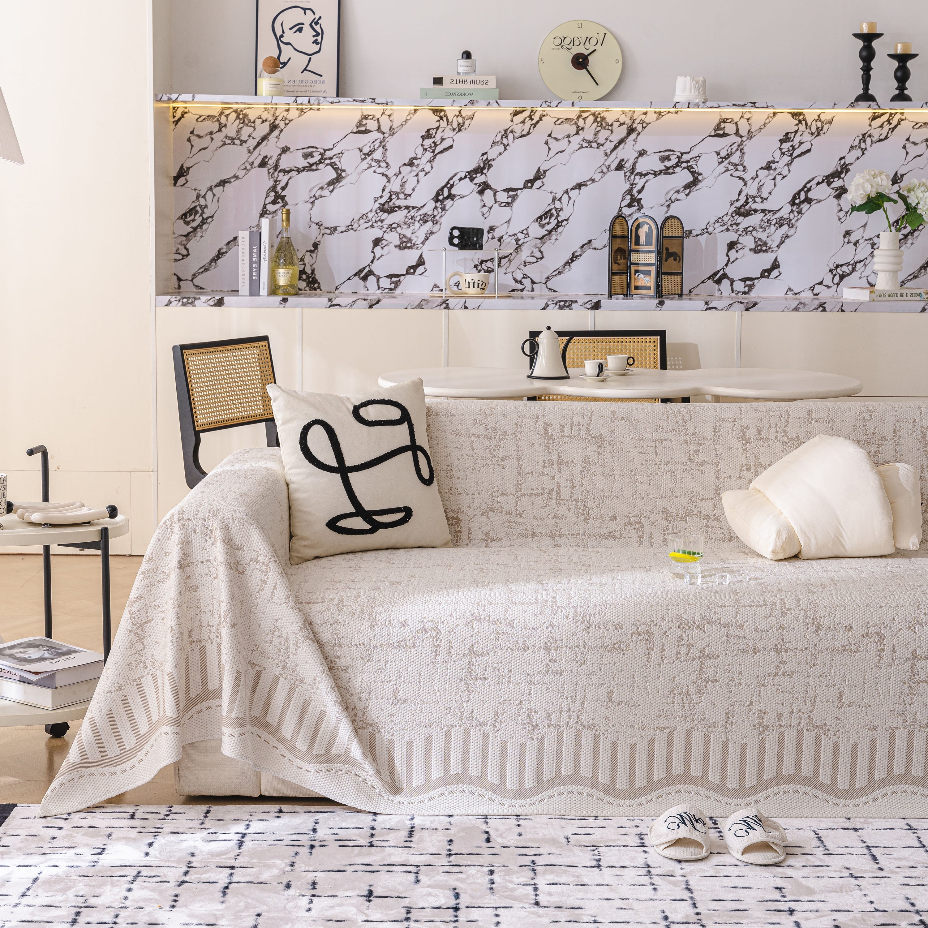 Modern Light Luxury Silky Smooth Couch Throw Protector, Washable Furniture Protector