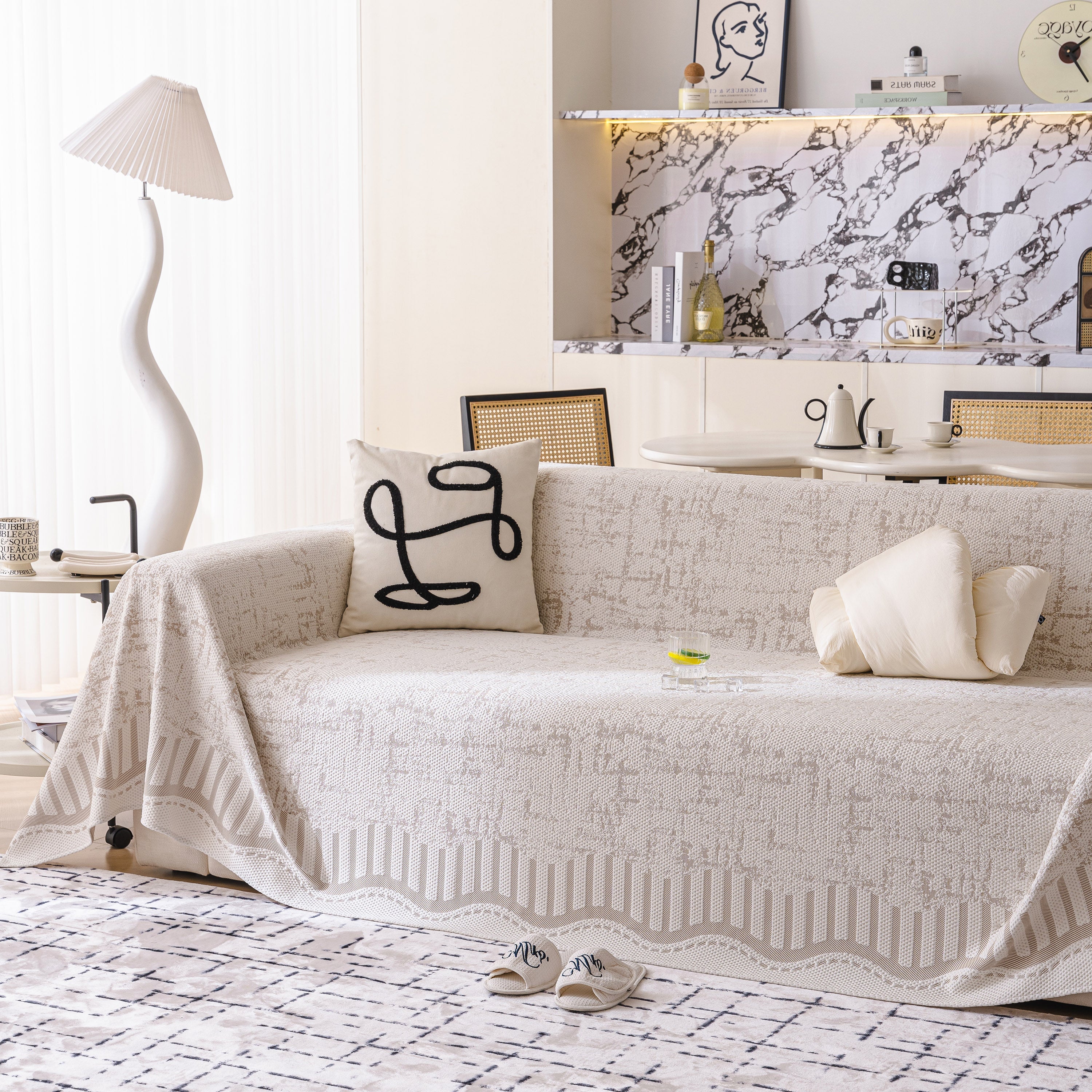 Modern Light Luxury Silky Smooth Couch Throw Protector, Washable Furniture Protector