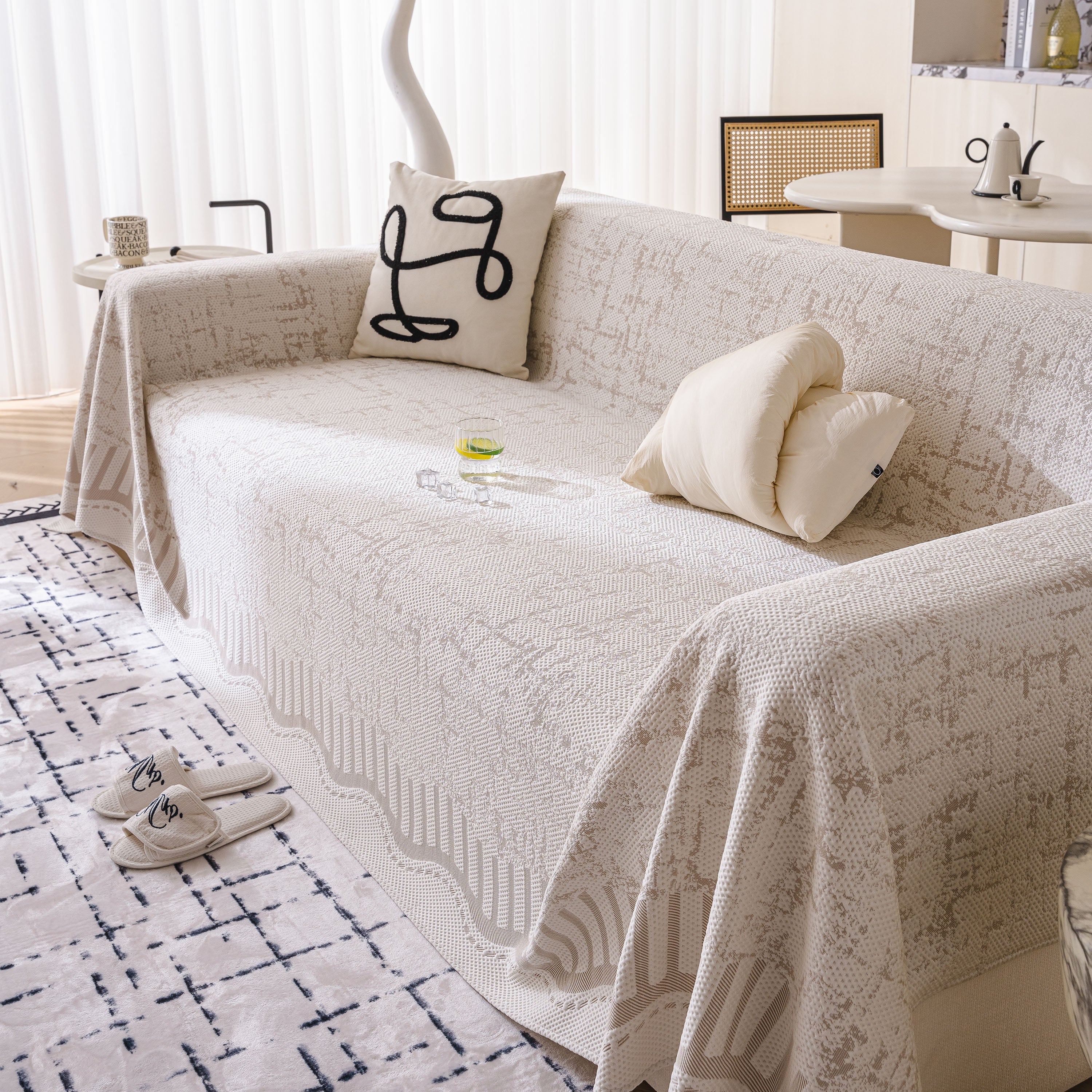 Modern Light Luxury Silky Smooth Couch Throw Protector, Washable Furniture Protector