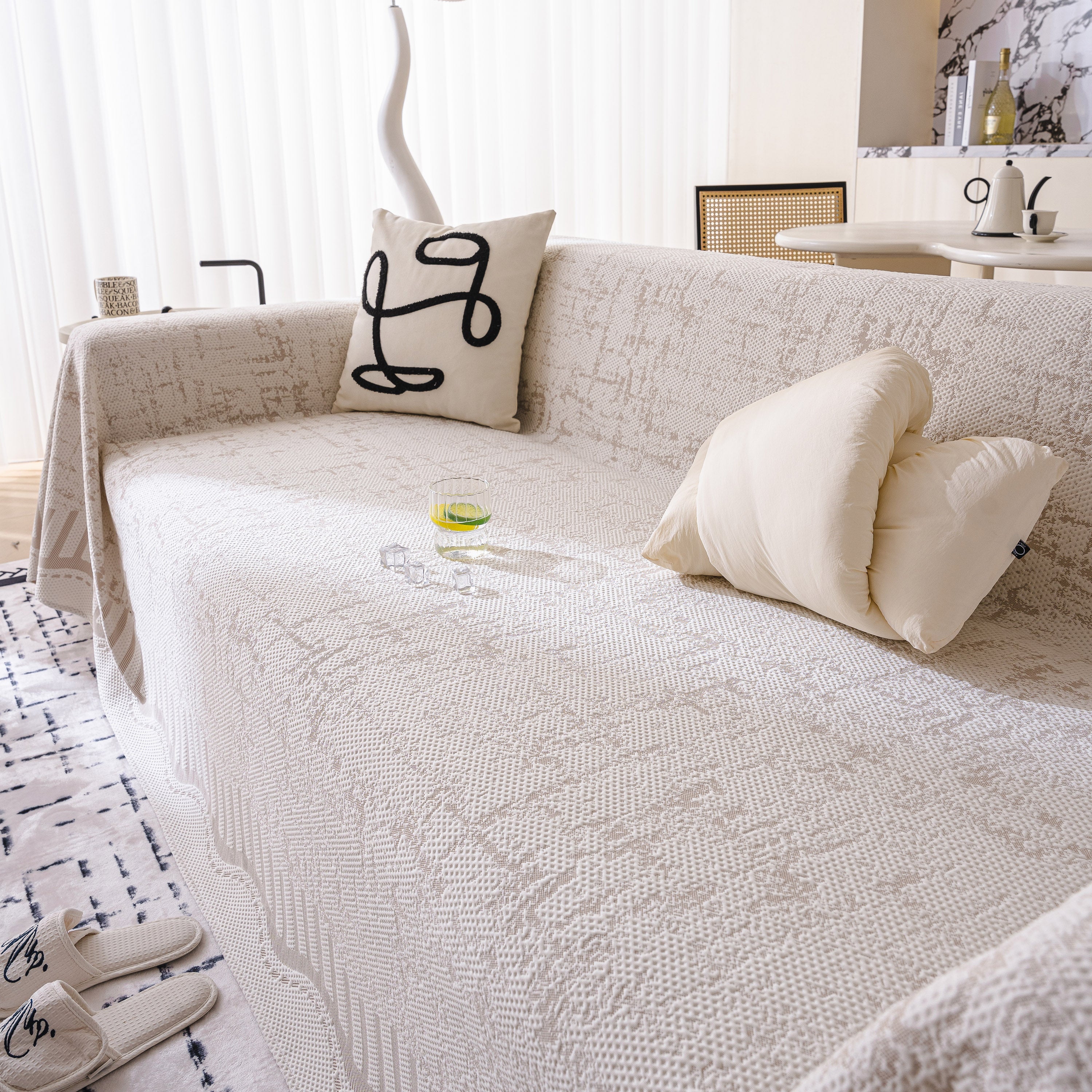 Modern Light Luxury Silky Smooth Couch Throw Protector, Washable Furniture Protector