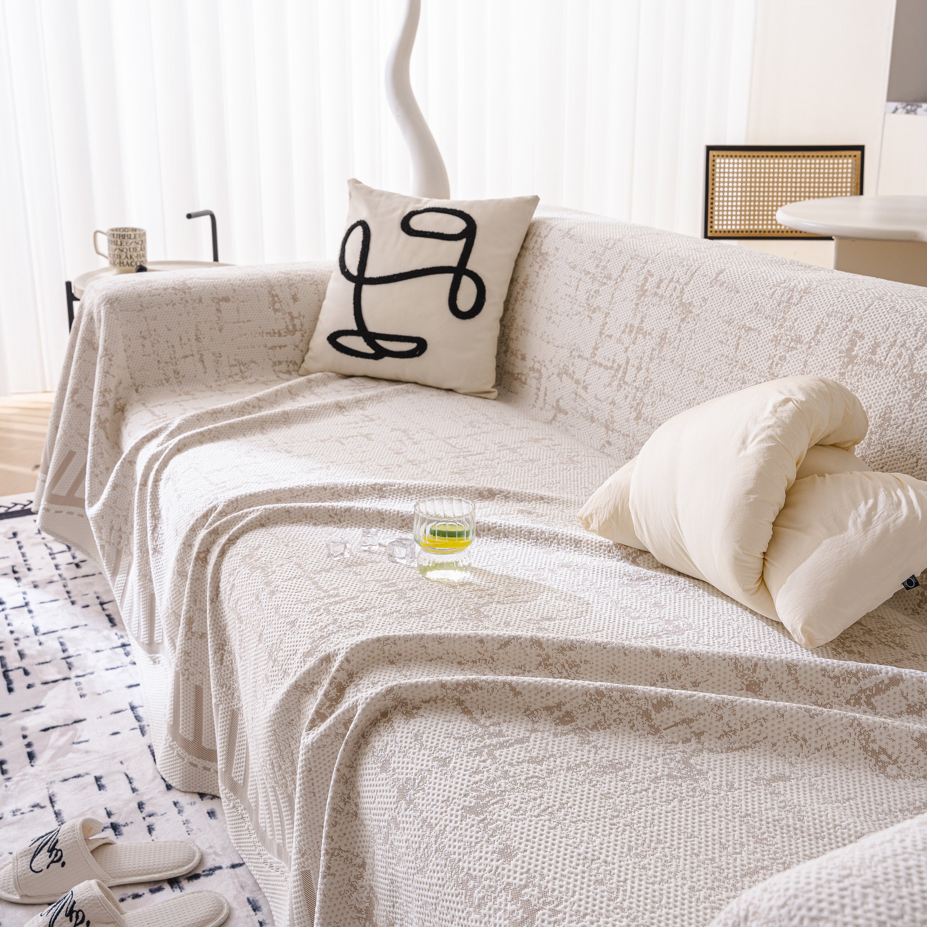 Modern Light Luxury Silky Smooth Couch Throw Protector, Washable Furniture Protector