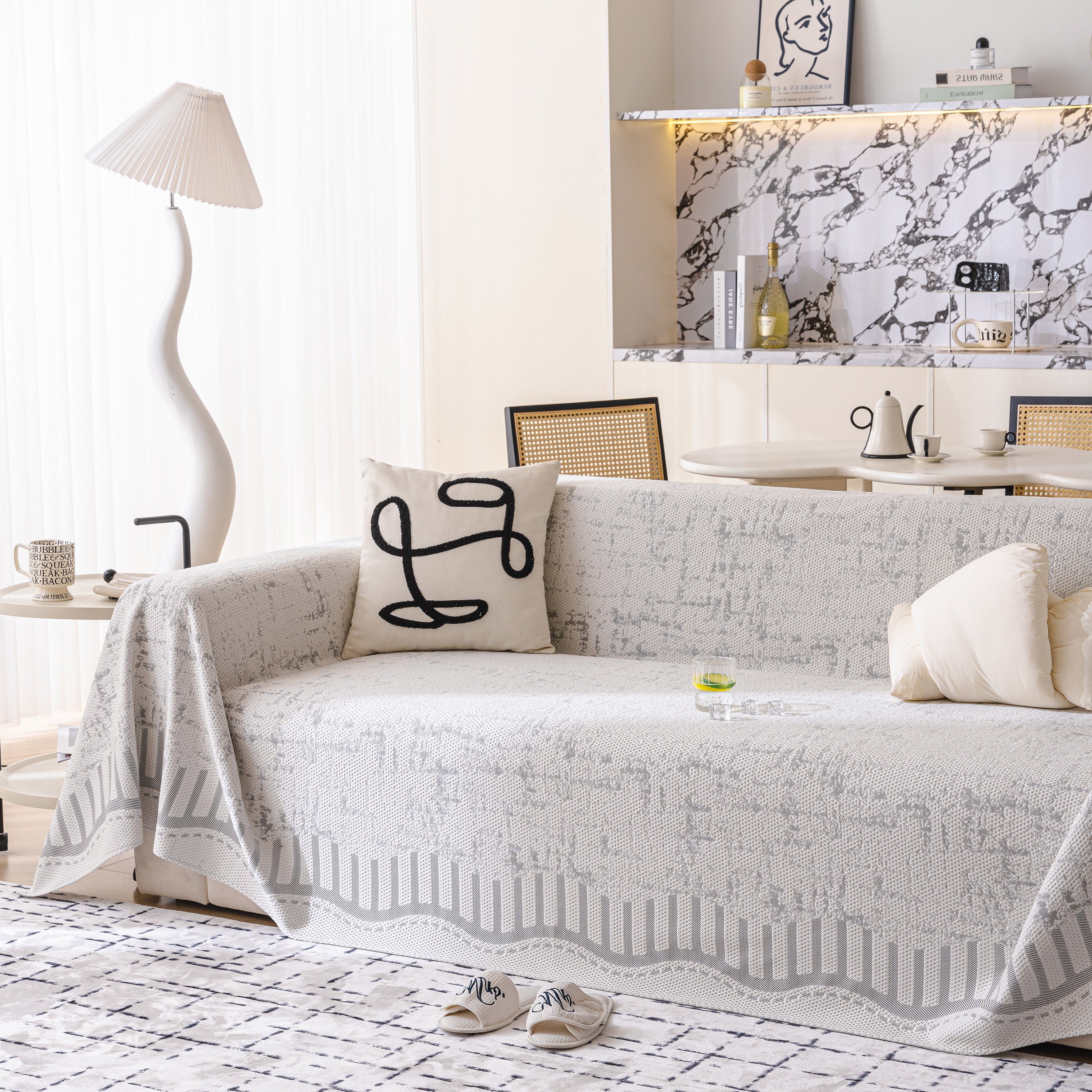 Modern Light Luxury Silky Smooth Couch Throw Protector, Washable Furniture Protector