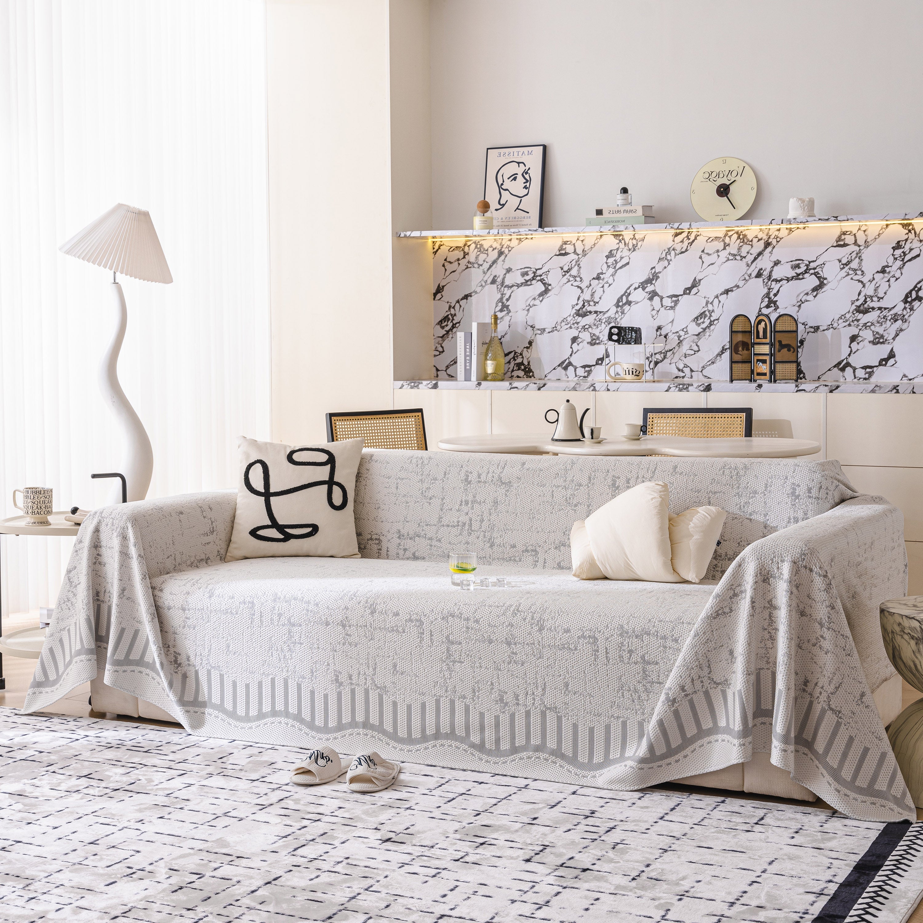 Modern Light Luxury Silky Smooth Couch Throw Protector, Washable Furniture Protector