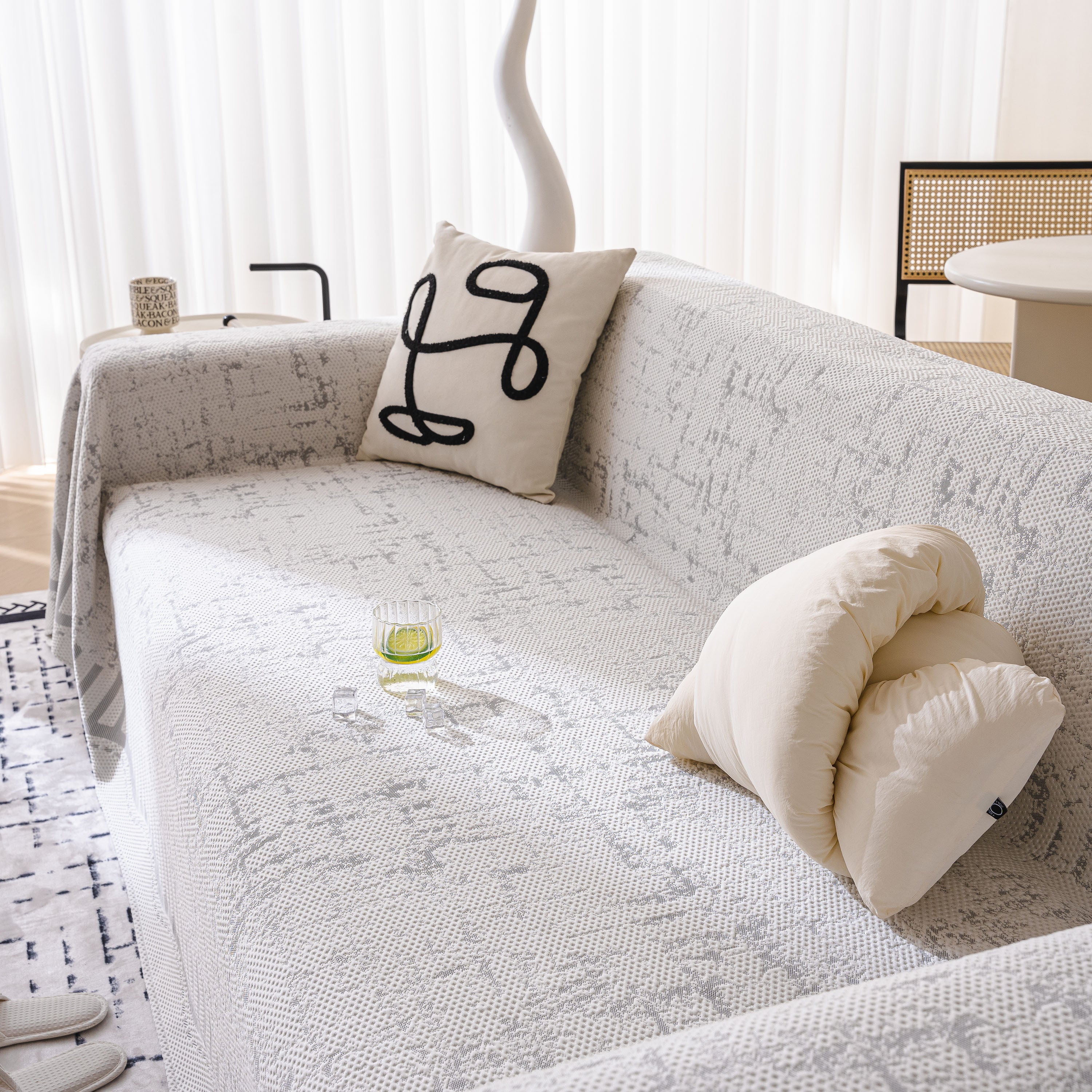 Modern Light Luxury Silky Smooth Couch Throw Protector, Washable Furniture Protector