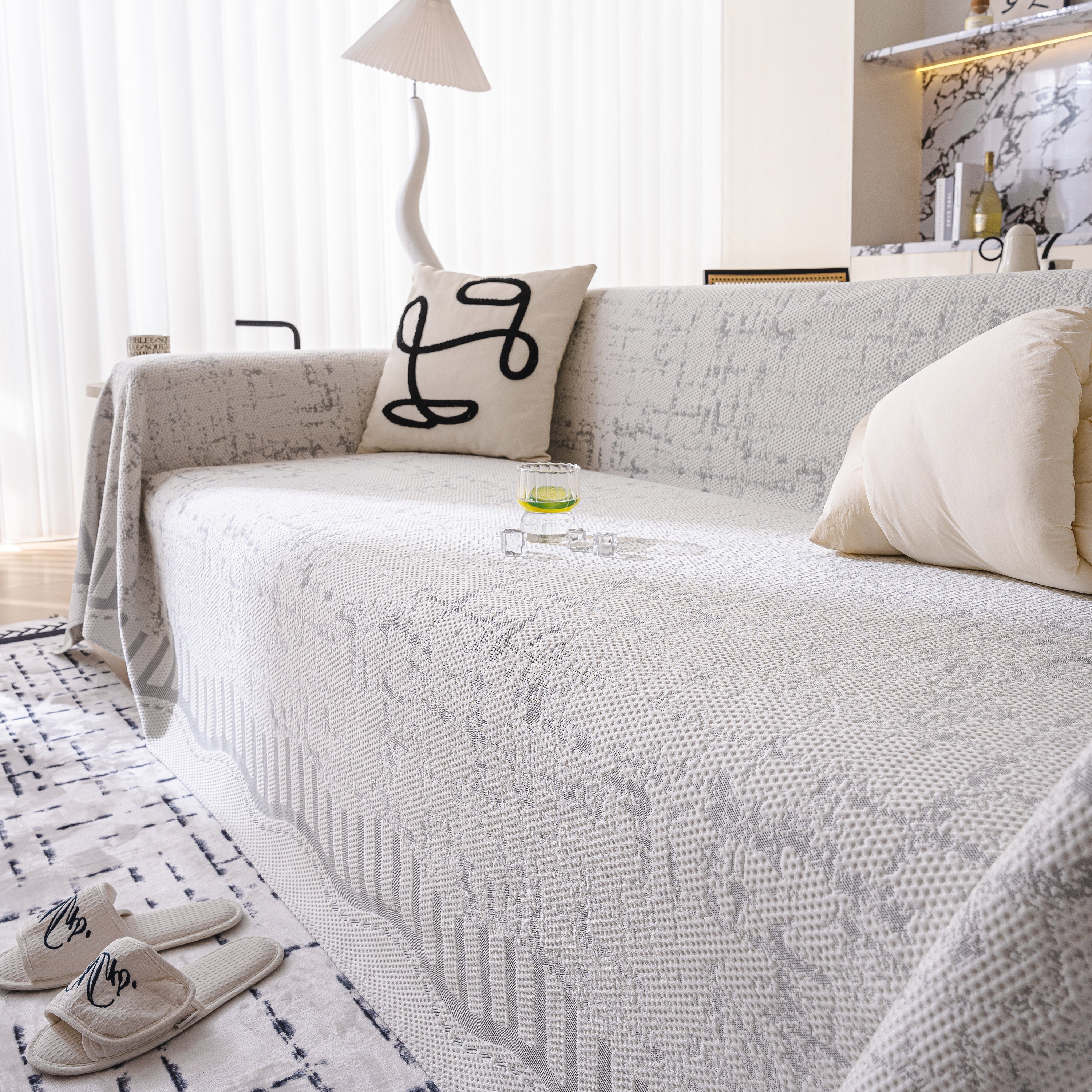 Modern Light Luxury Silky Smooth Couch Throw Protector, Washable Furniture Protector