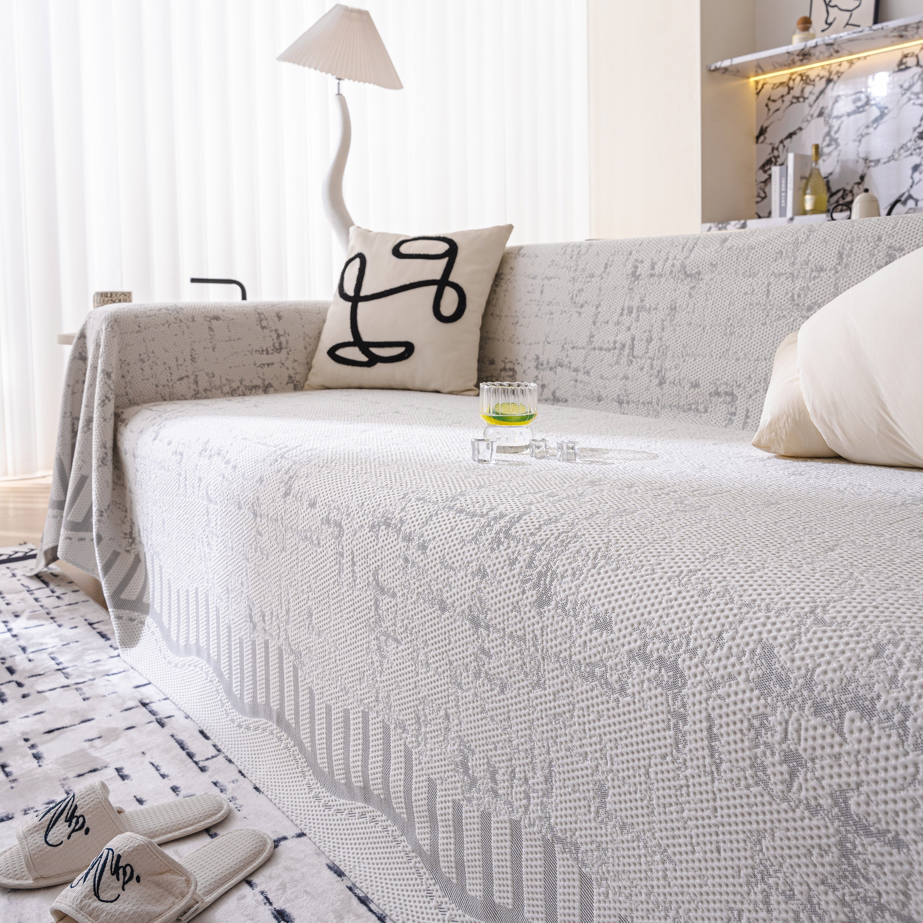 Modern Light Luxury Silky Smooth Couch Throw Protector, Washable Furniture Protector