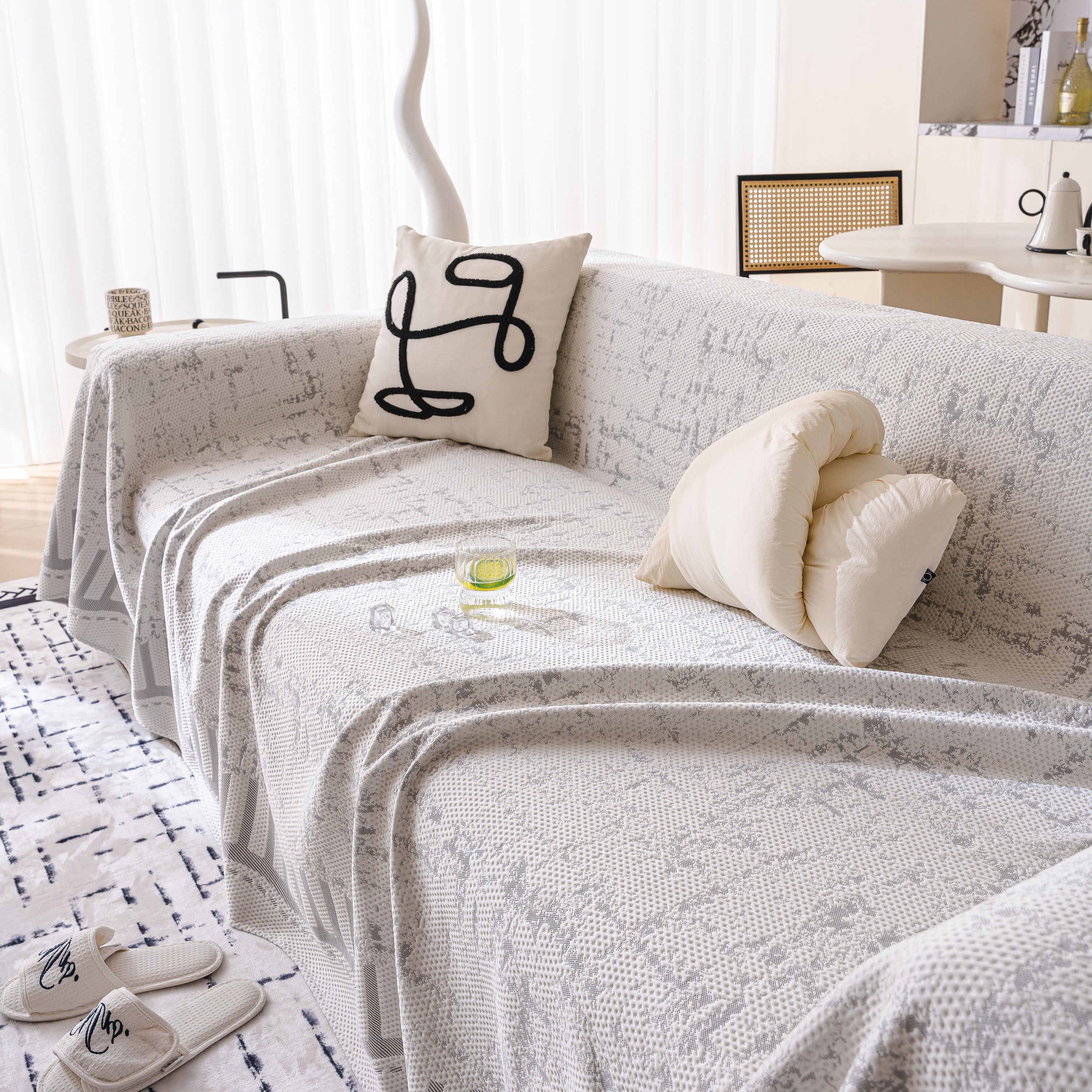 Modern Light Luxury Silky Smooth Couch Throw Protector, Washable Furniture Protector