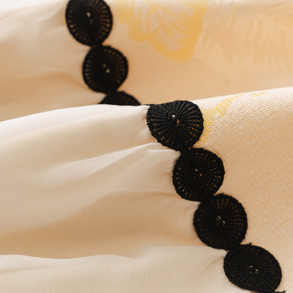 Leaf Jacquard Sofa Cover with Ruffle Skirt – Non-Slip Couch Protector with Sheer Hem