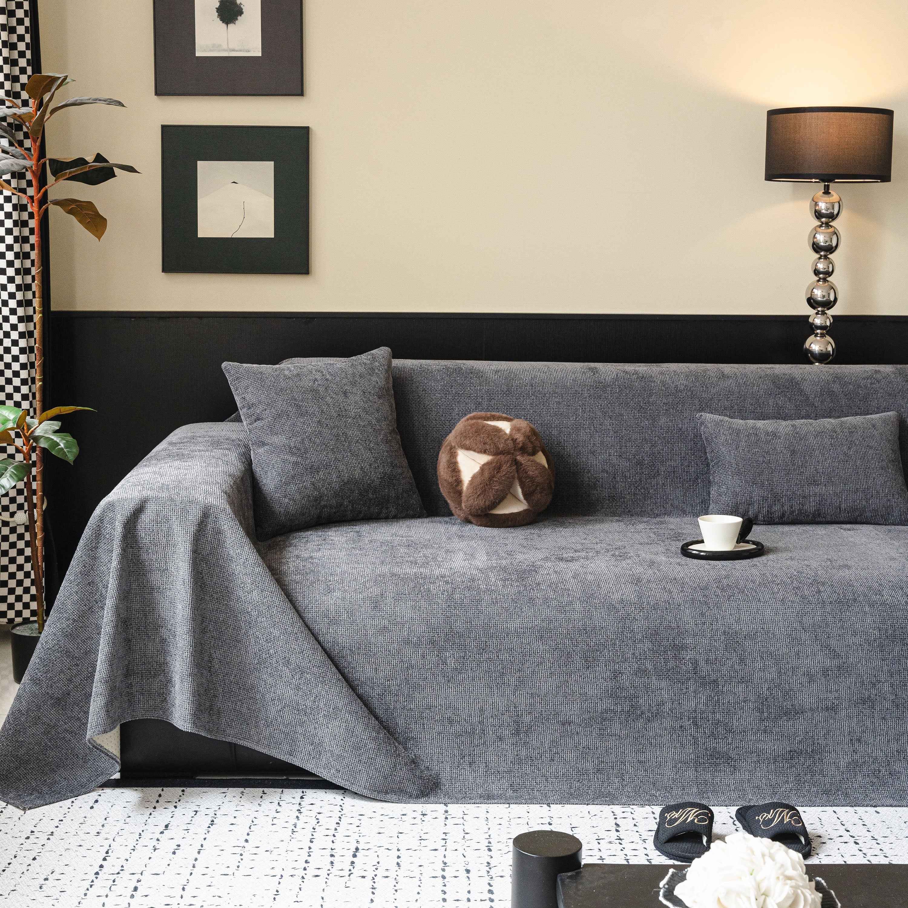 Chenille Sofa Cover Throw, Non-Slip, Water-Resistant, Pet-Friendly Couch Protector