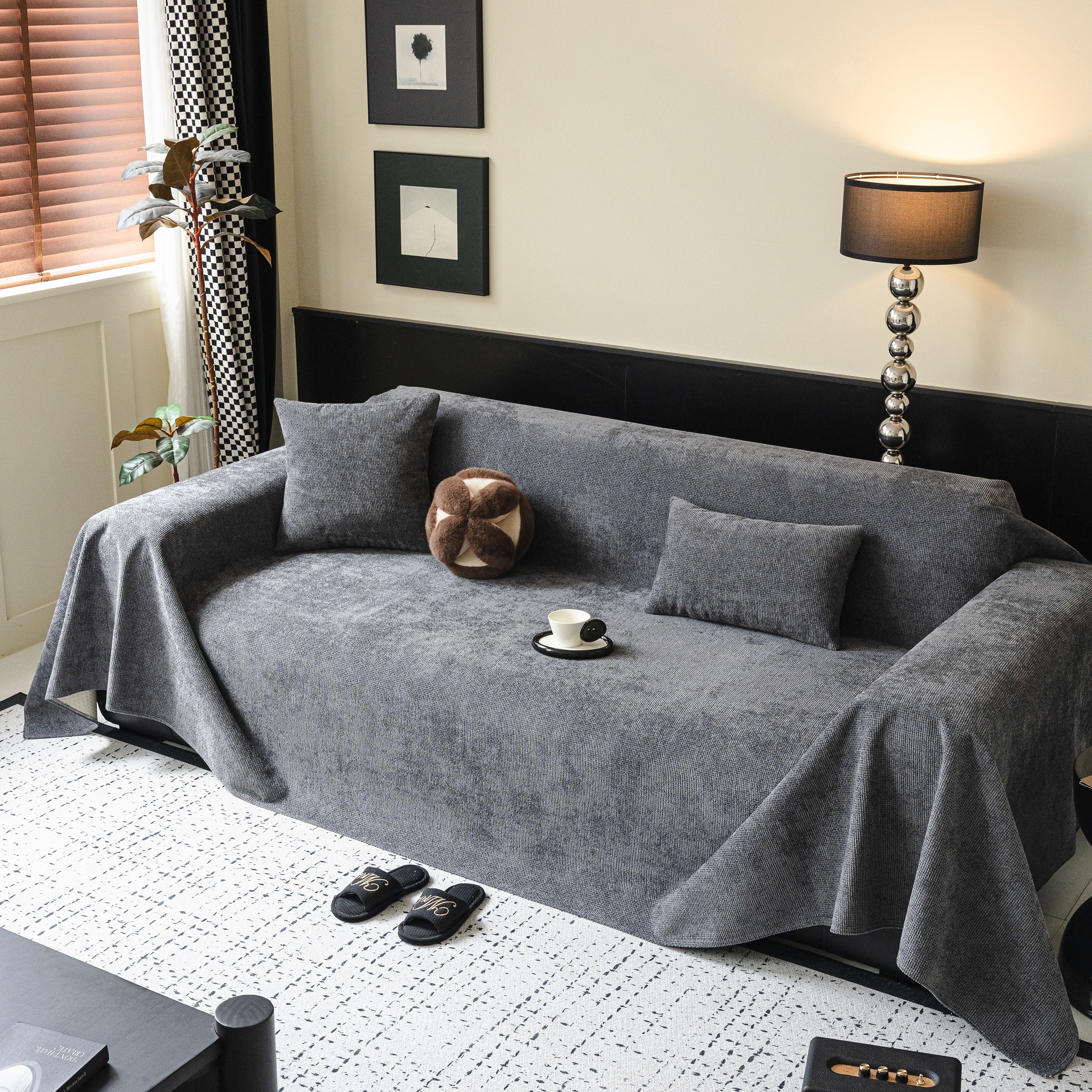 Chenille Sofa Cover Throw, Non-Slip, Water-Resistant, Pet-Friendly Couch Protector