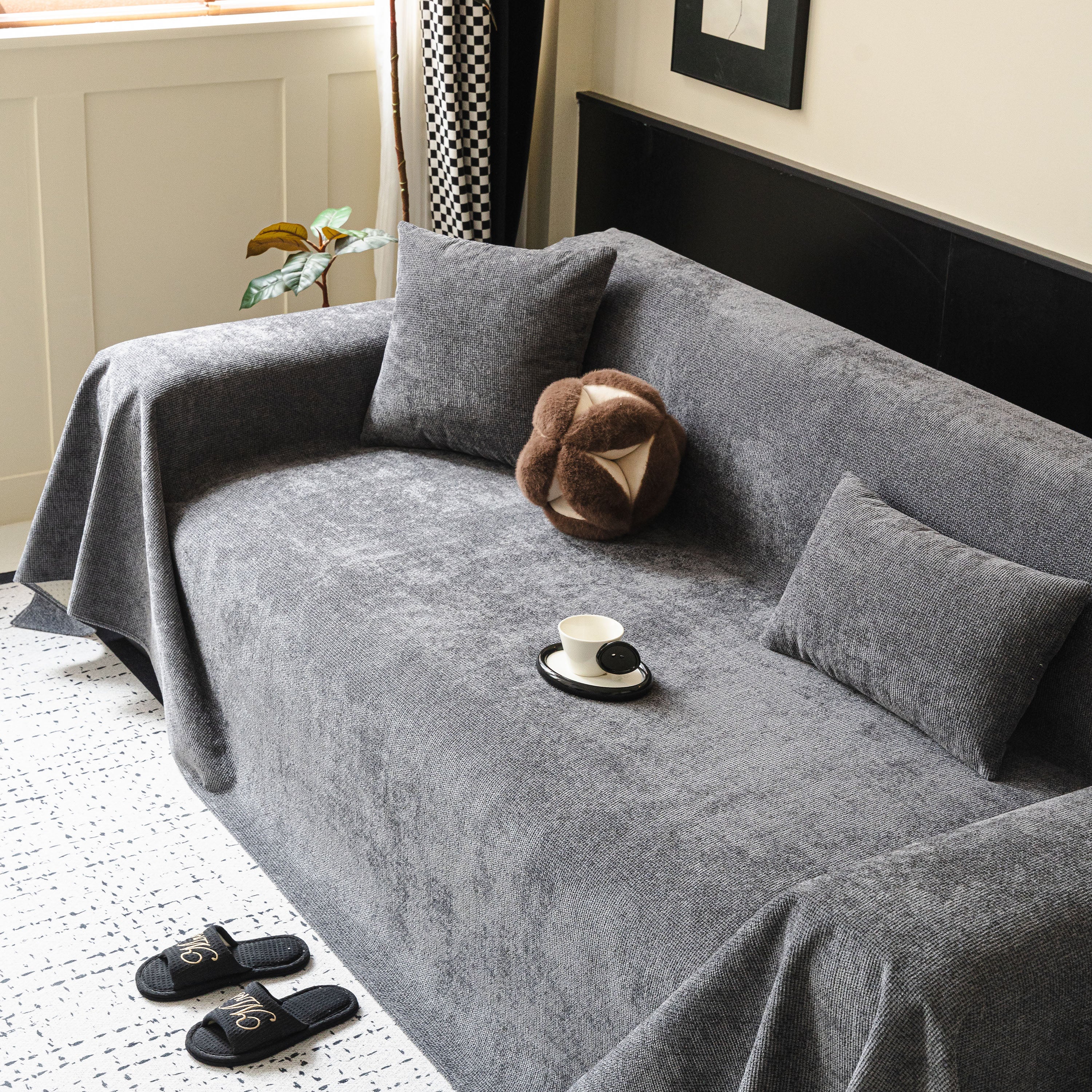 Chenille Sofa Cover Throw, Non-Slip, Water-Resistant, Pet-Friendly Couch Protector