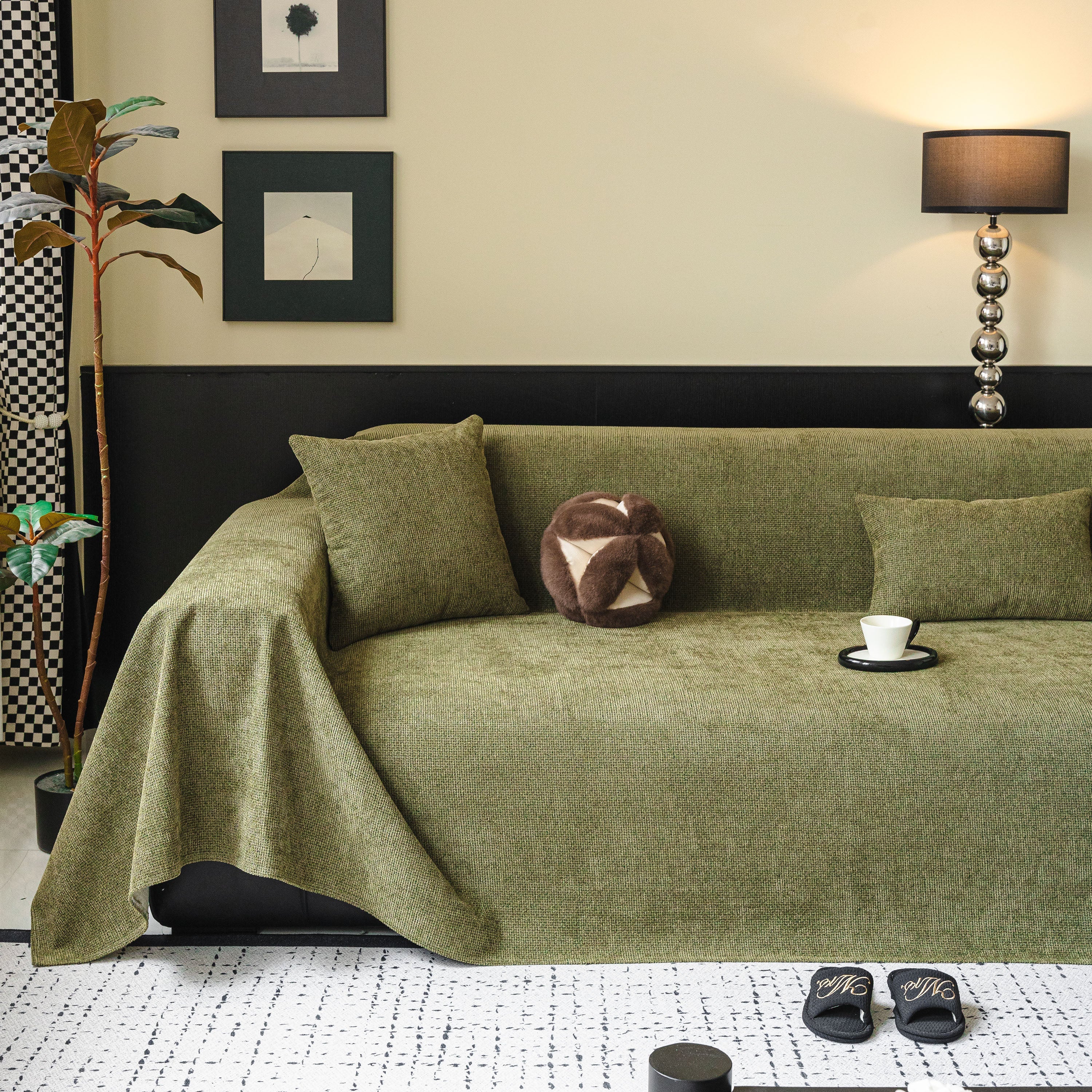 Chenille Sofa Cover Throw, Non-Slip, Water-Resistant, Pet-Friendly Couch Protector