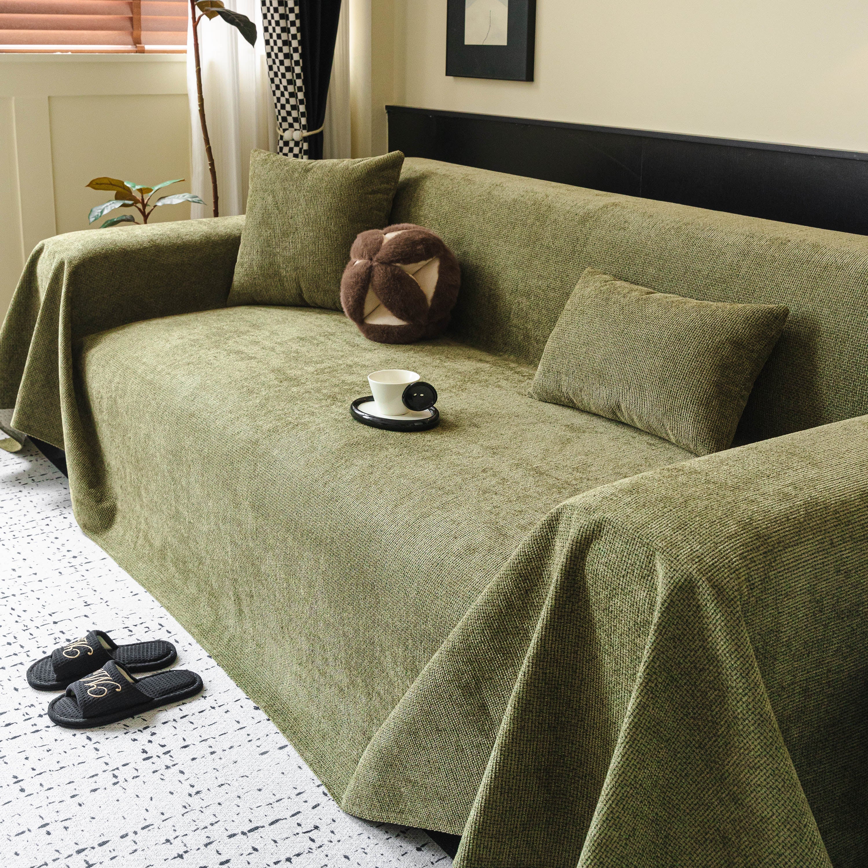 Chenille Sofa Cover Throw, Non-Slip, Water-Resistant, Pet-Friendly Couch Protector
