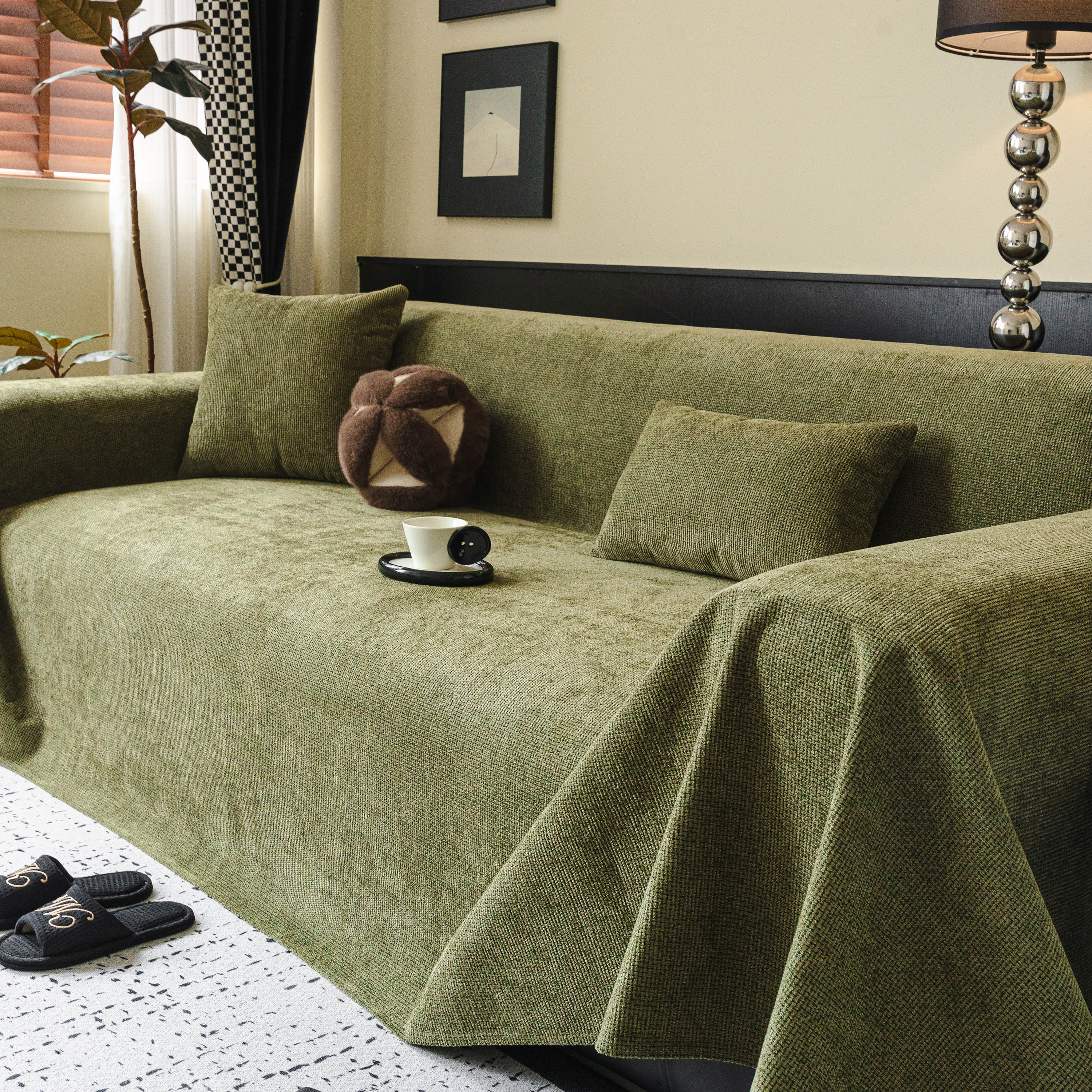 Chenille Sofa Cover Throw, Non-Slip, Water-Resistant, Pet-Friendly Couch Protector