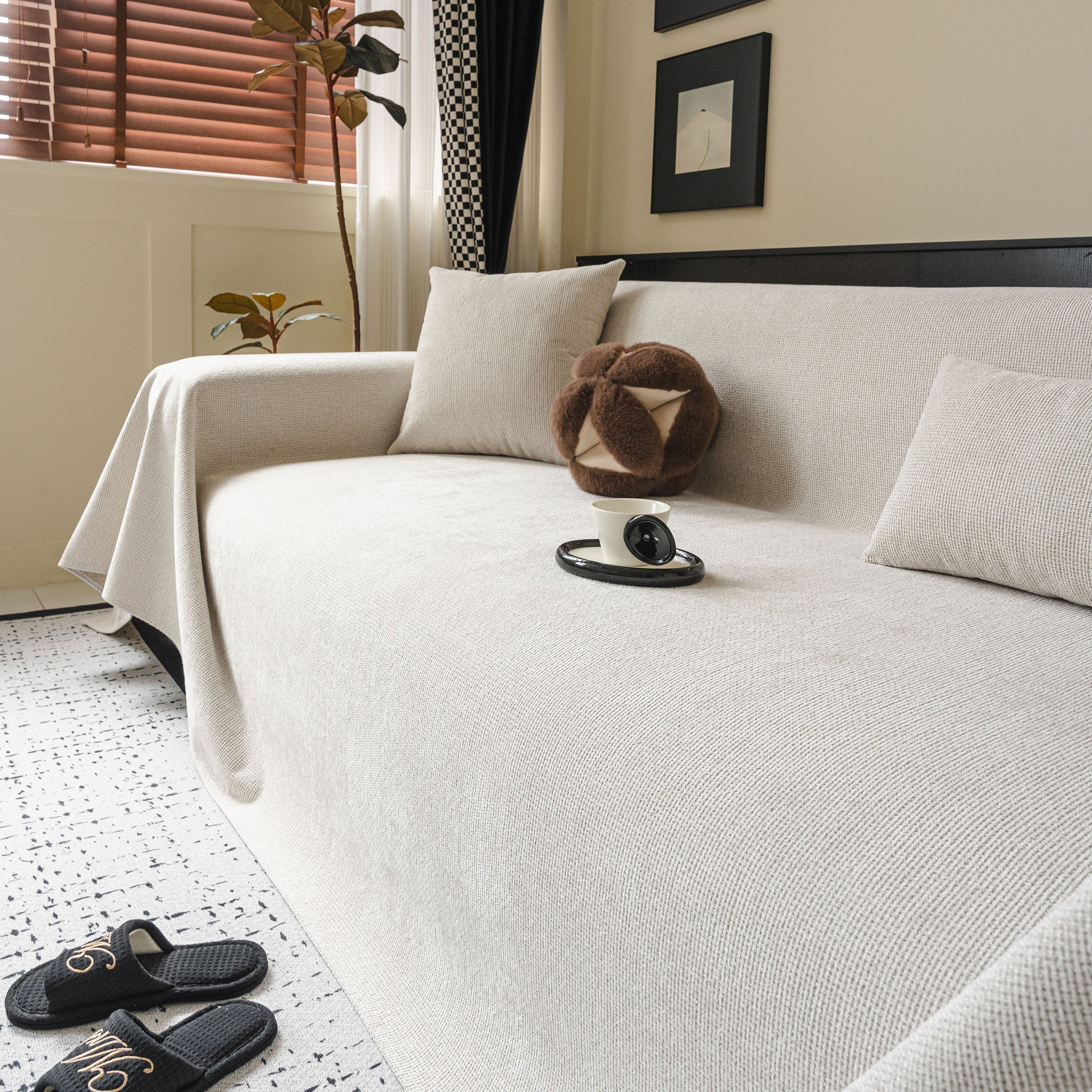 Chenille Sofa Cover Throw, Non-Slip, Water-Resistant, Pet-Friendly Couch Protector