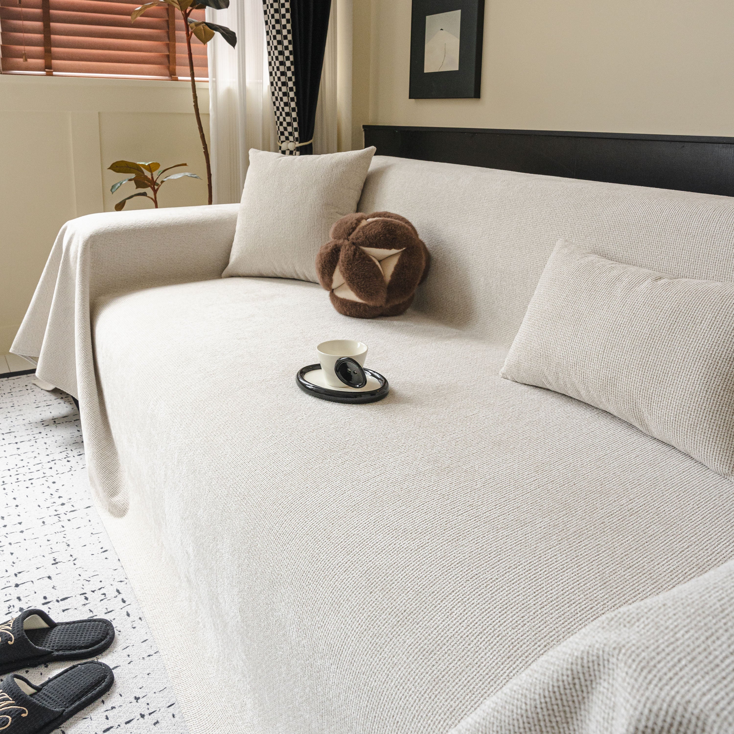 Chenille Sofa Cover Throw, Non-Slip, Water-Resistant, Pet-Friendly Couch Protector