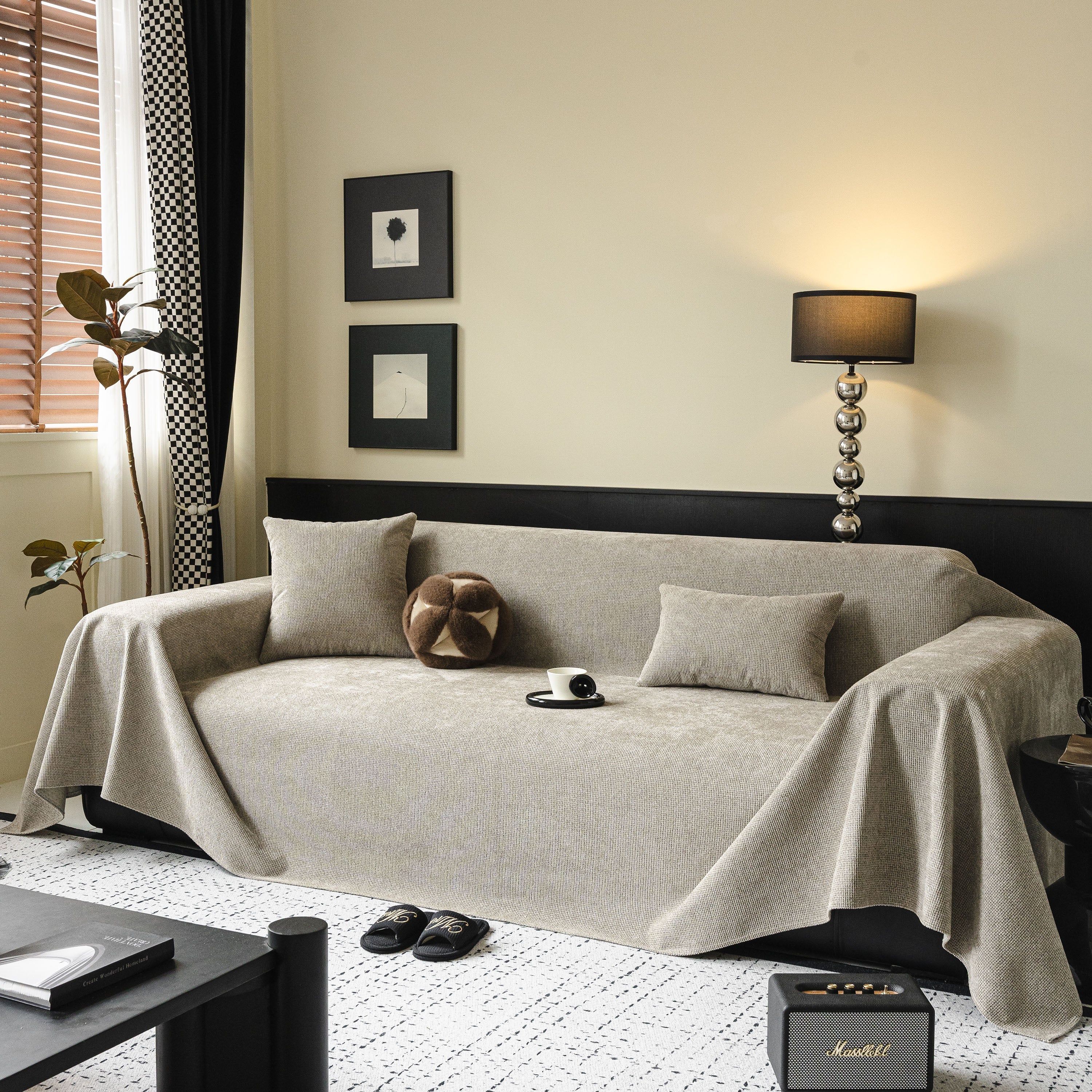 Chenille Sofa Cover Throw, Non-Slip, Water-Resistant, Pet-Friendly Couch Protector