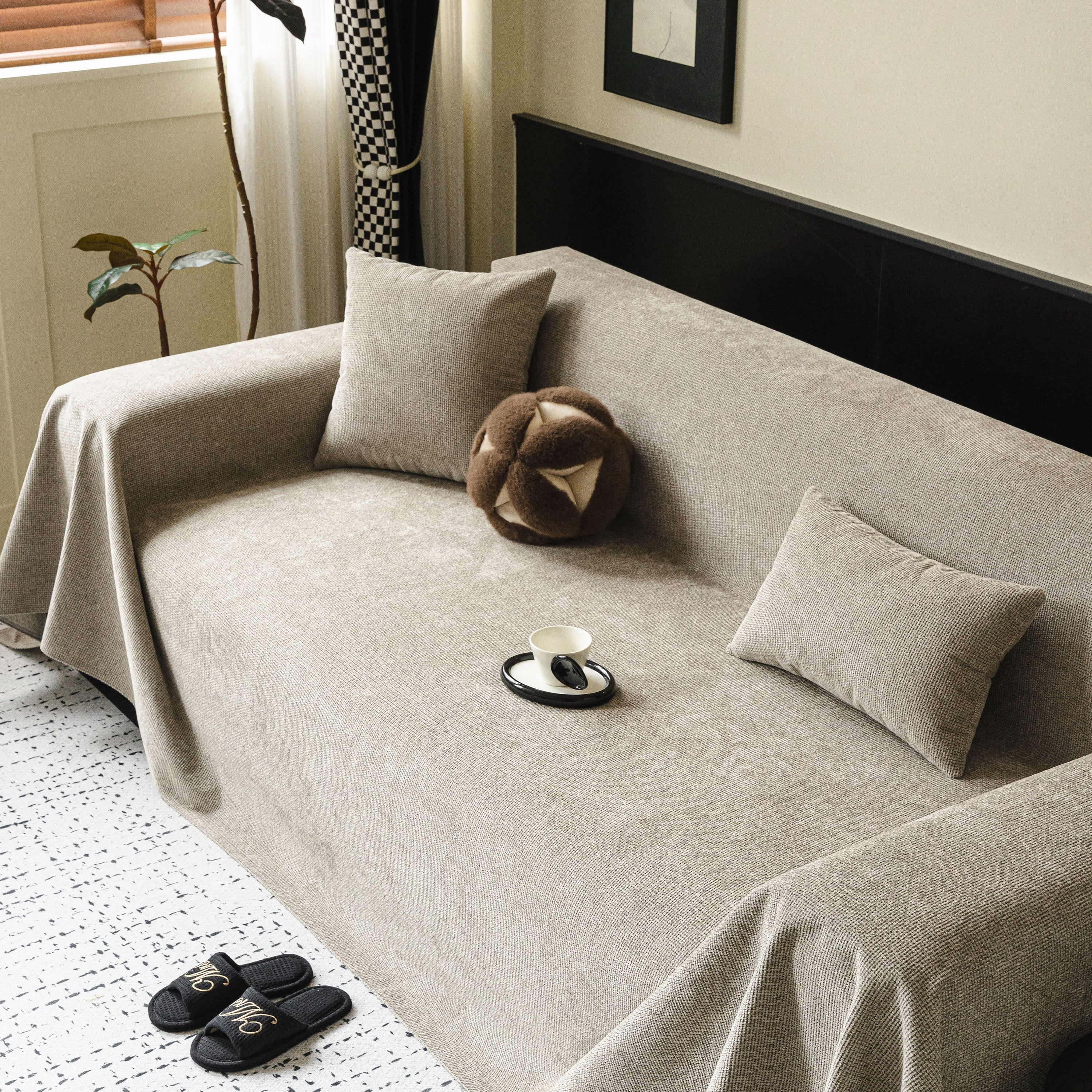 Chenille Sofa Cover Throw, Non-Slip, Water-Resistant, Pet-Friendly Couch Protector