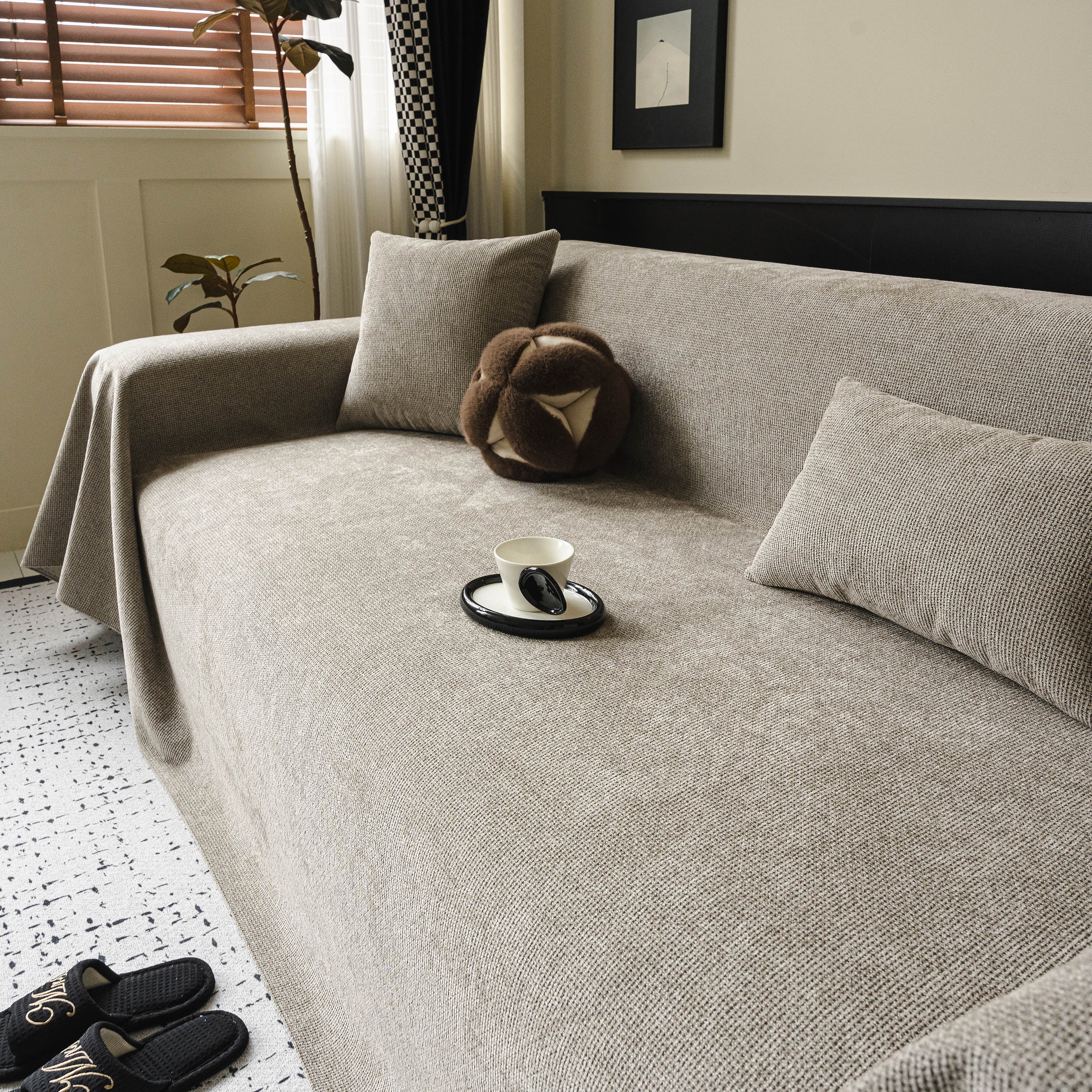 Chenille Sofa Cover Throw, Non-Slip, Water-Resistant, Pet-Friendly Couch Protector