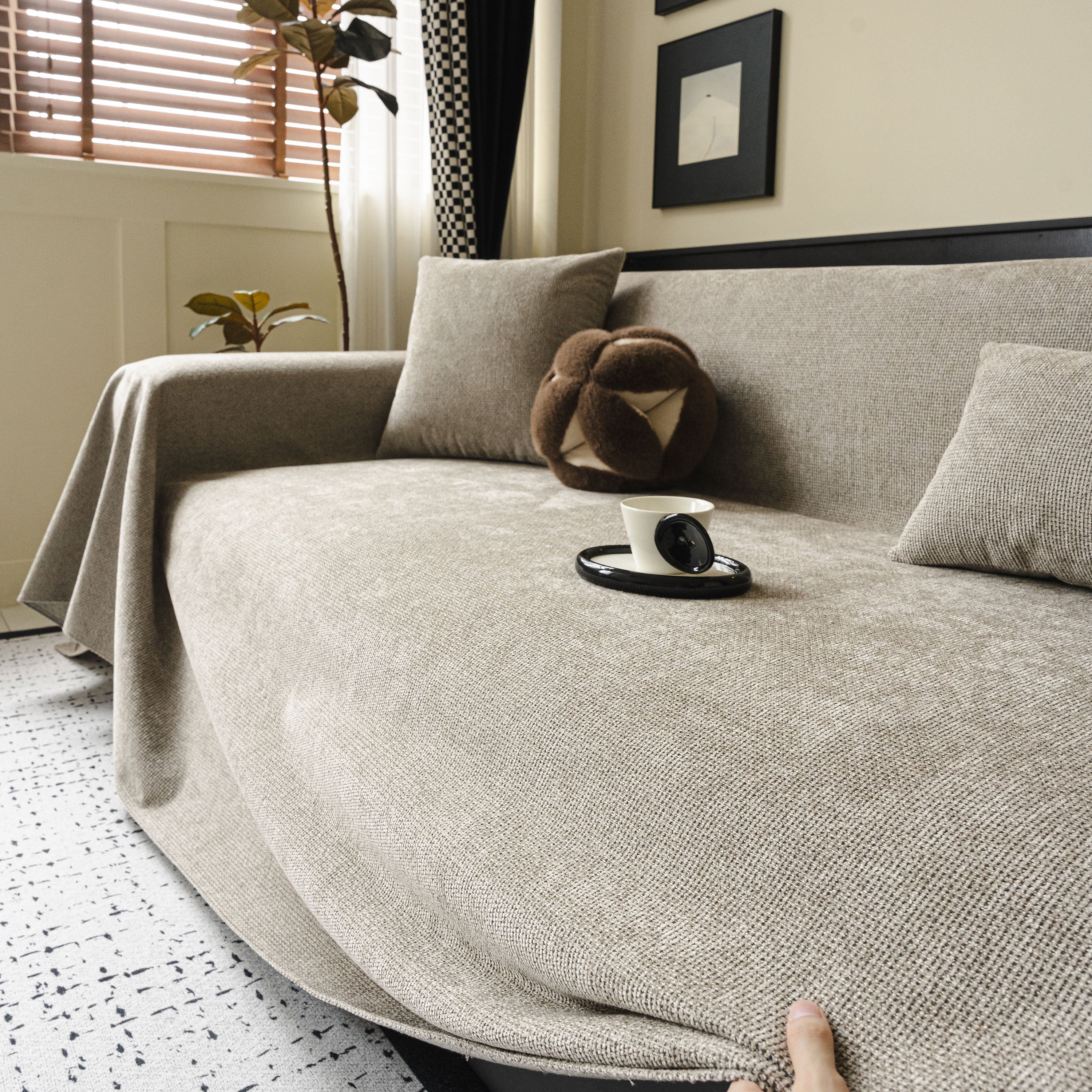 Chenille Sofa Cover Throw, Non-Slip, Water-Resistant, Pet-Friendly Couch Protector