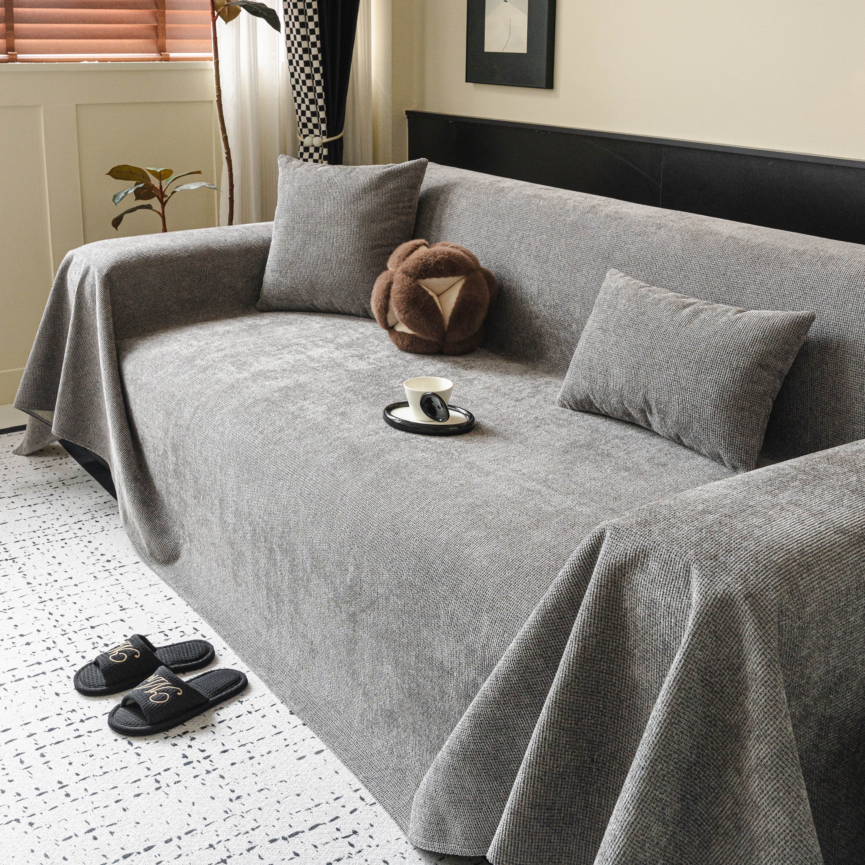 Chenille Sofa Cover Throw, Non-Slip, Water-Resistant, Pet-Friendly Couch Protector