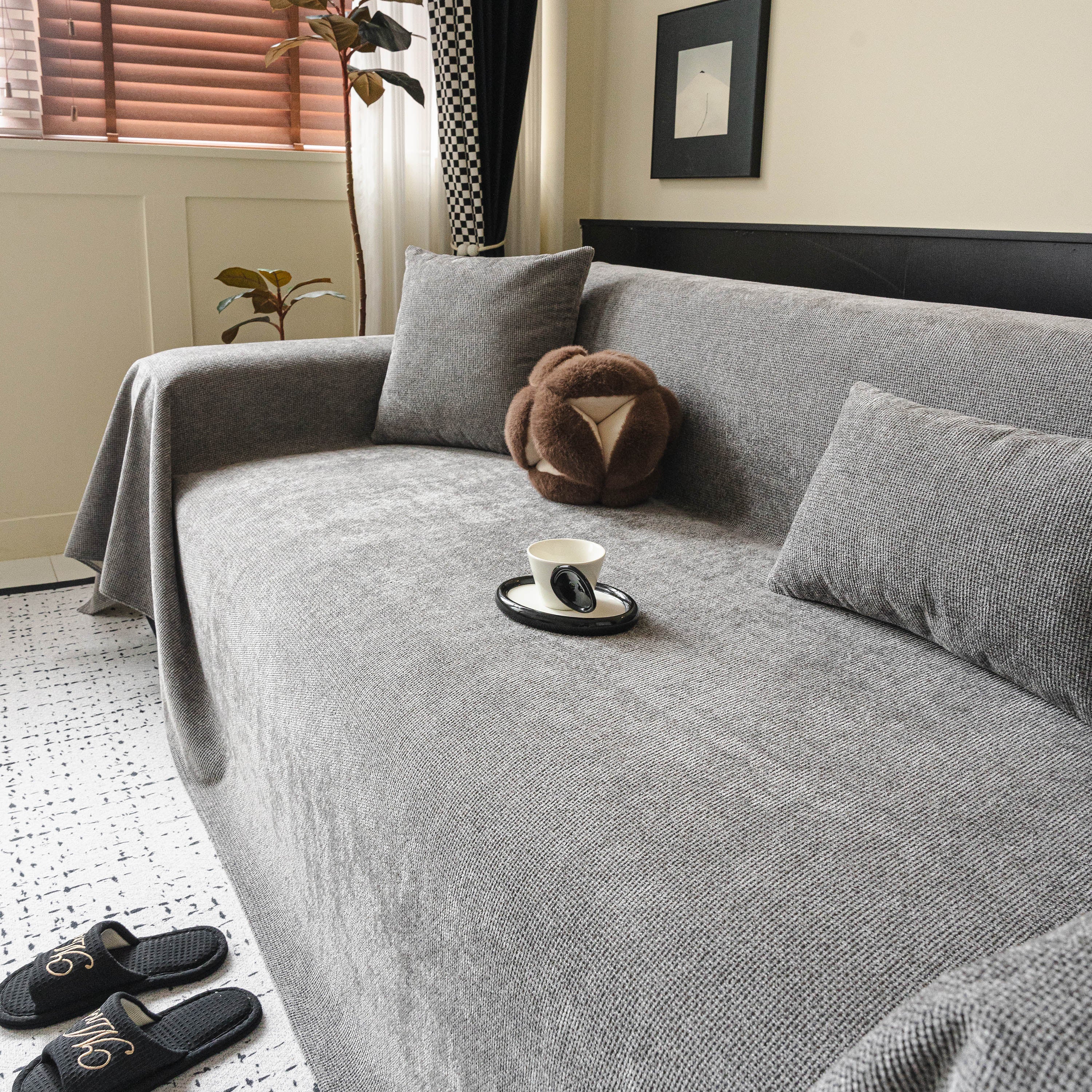 Chenille Sofa Cover Throw, Non-Slip, Water-Resistant, Pet-Friendly Couch Protector