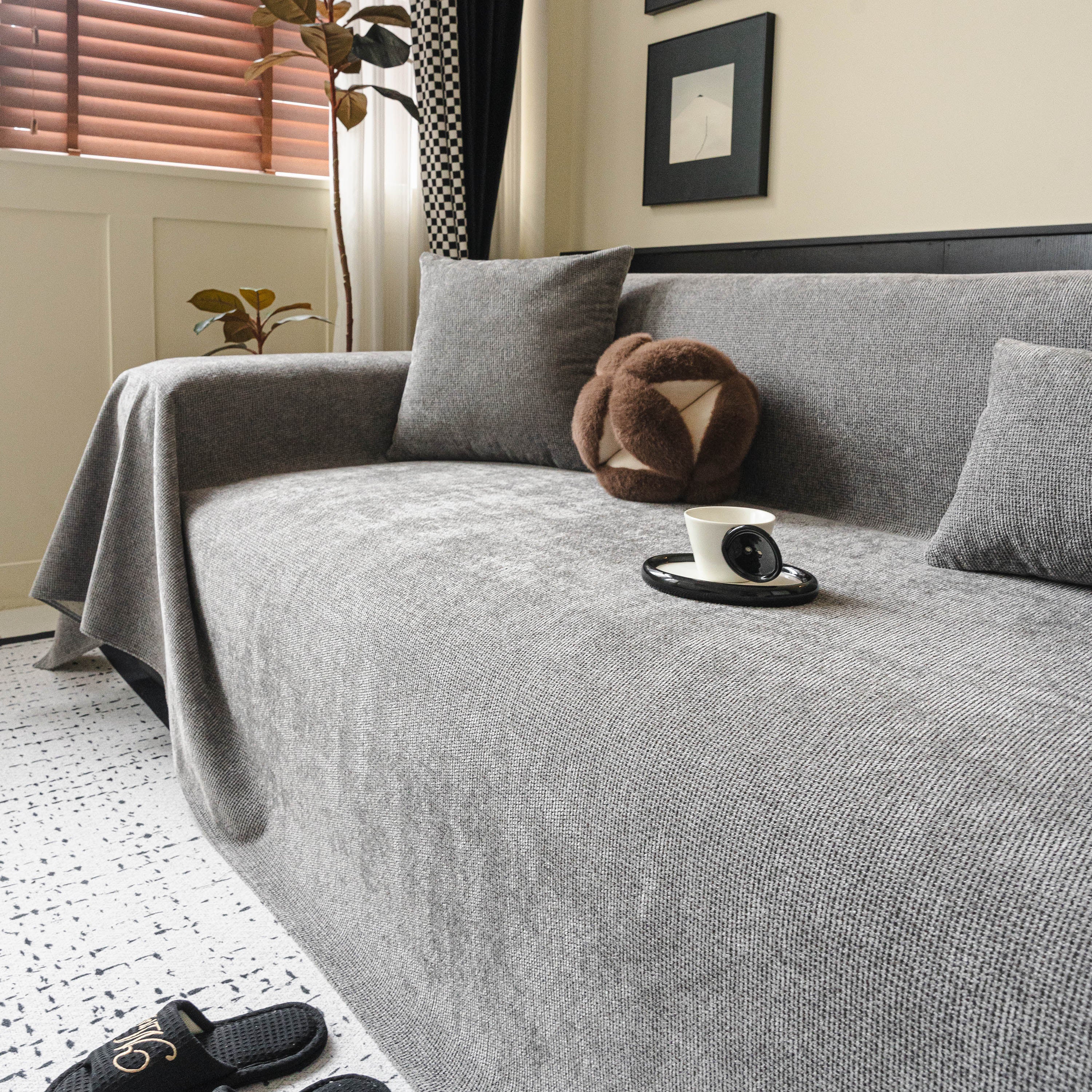 Chenille Sofa Cover Throw, Non-Slip, Water-Resistant, Pet-Friendly Couch Protector