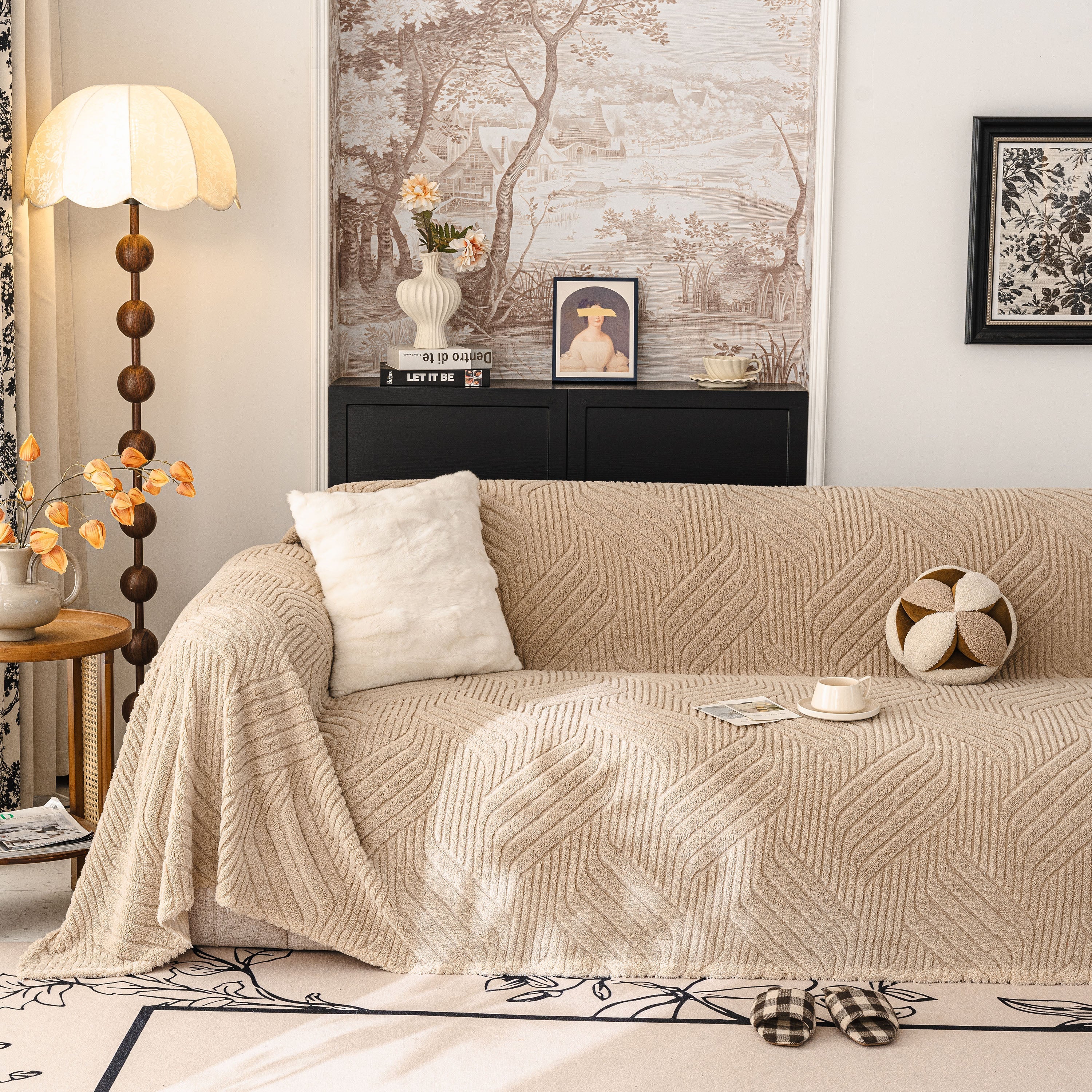 Plush Fleece Washable Sofa Throw Blanket, Soft & Cozy Furniture Protector for Couch
