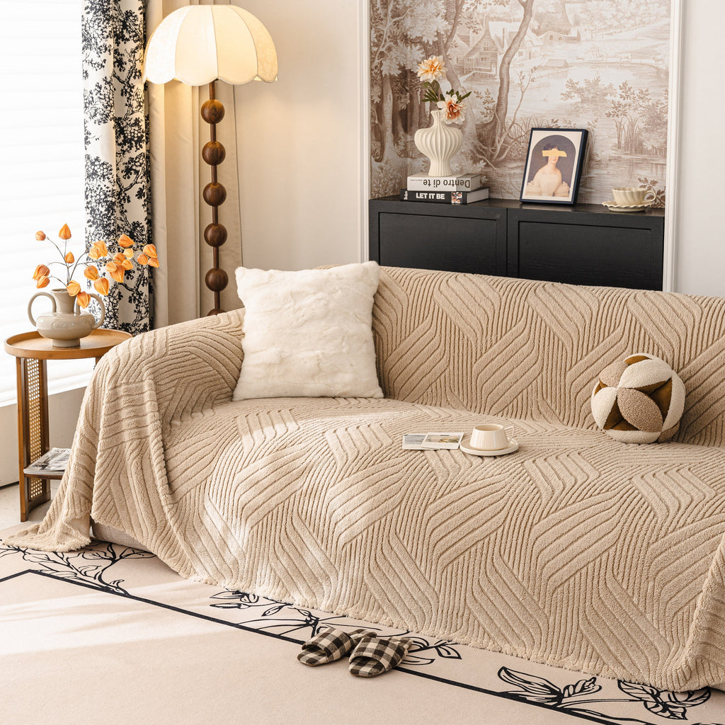 Plush Fleece Washable Sofa Throw Blanket, Soft & Cozy Furniture Protector for Couch