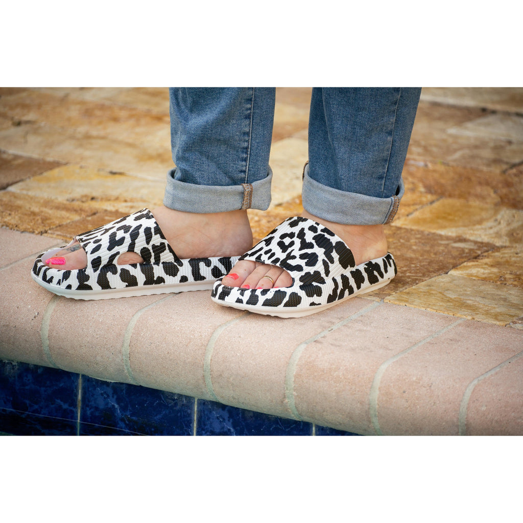 Ready to Ship | White Leopard Insanely Comfy -Beach or Casual Slides*