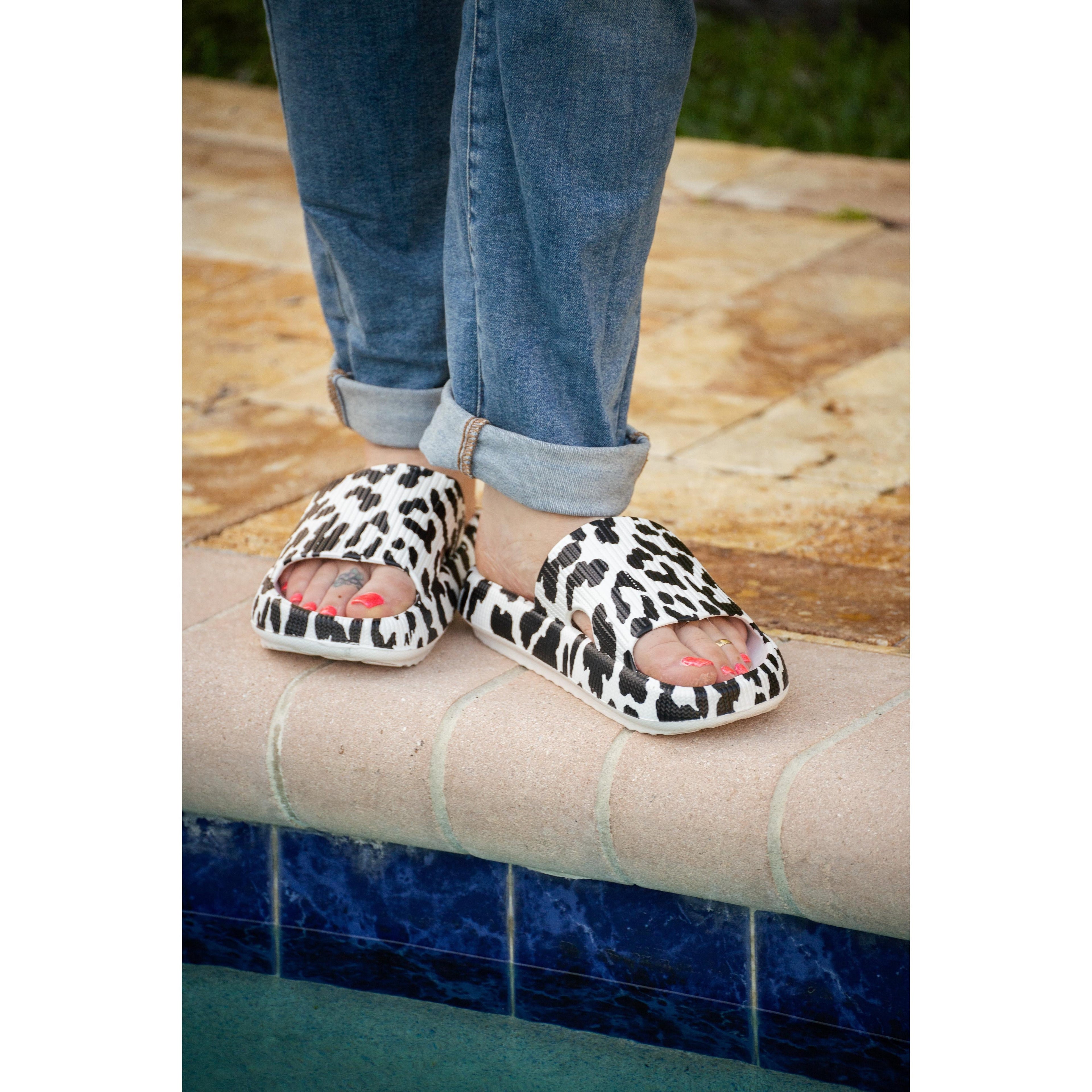 Ready to Ship | White Leopard Insanely Comfy -Beach or Casual Slides*