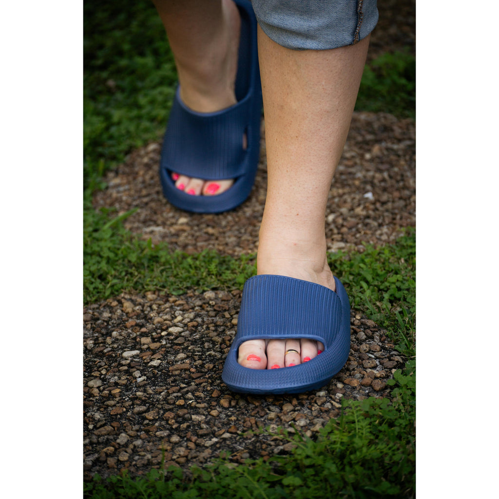 Navy Blue Insanely Comfy -Beach or Casual Slides