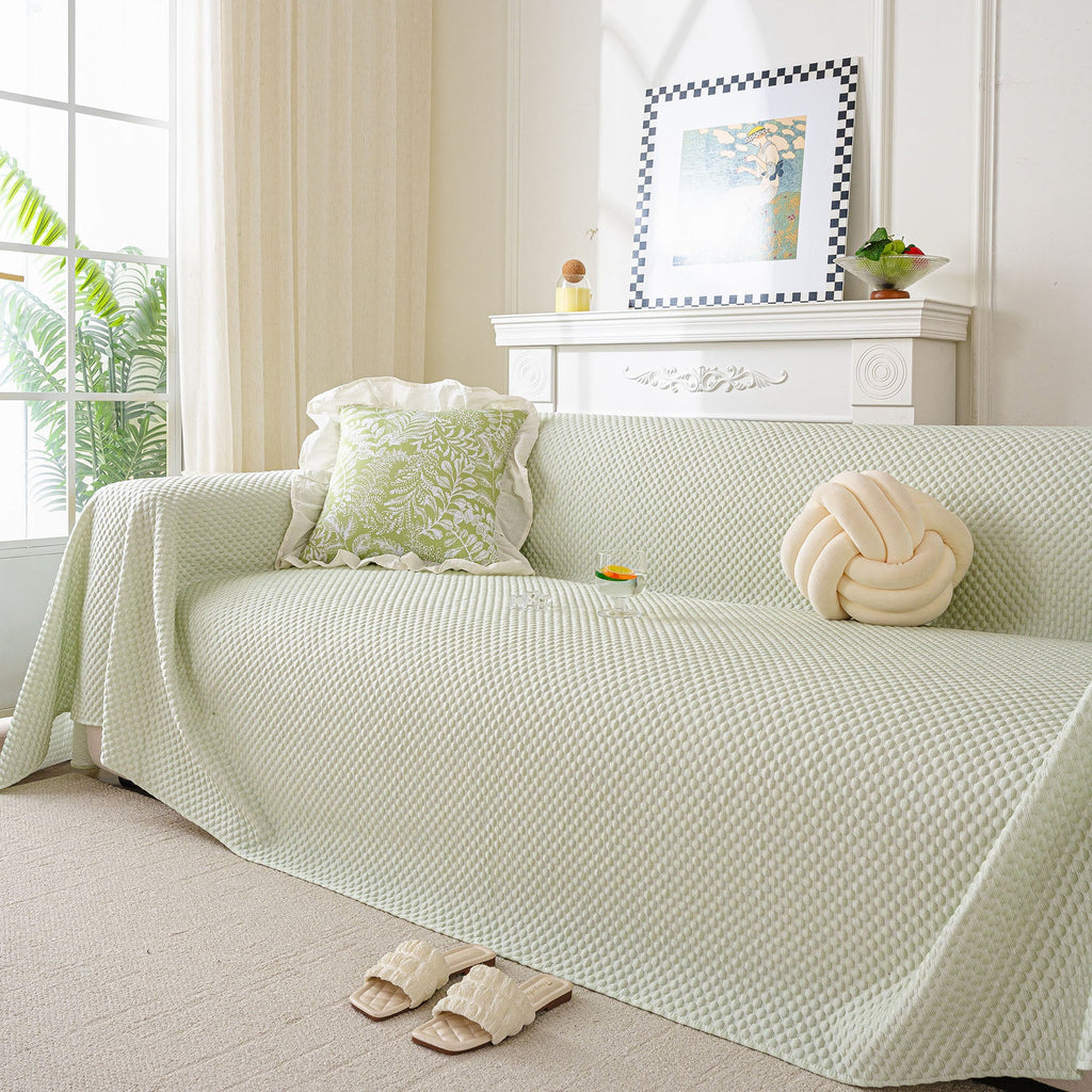 3D Bubble Textured Furniture Protector Throw Cover, Cooling Soft Woven Couch Cover