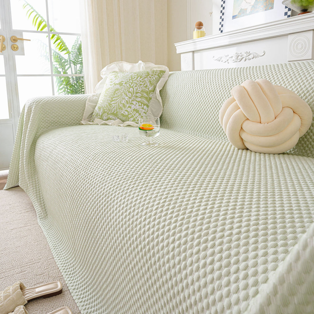 3D Bubble Textured Furniture Protector Throw Cover, Cooling Soft Woven Couch Cover