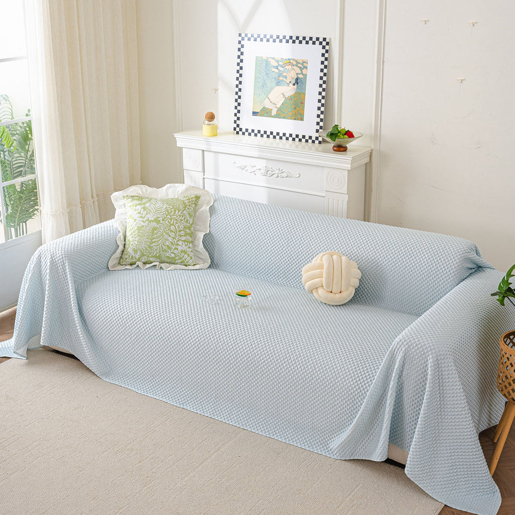 3D Bubble Textured Furniture Protector Throw Cover, Cooling Soft Woven Couch Cover