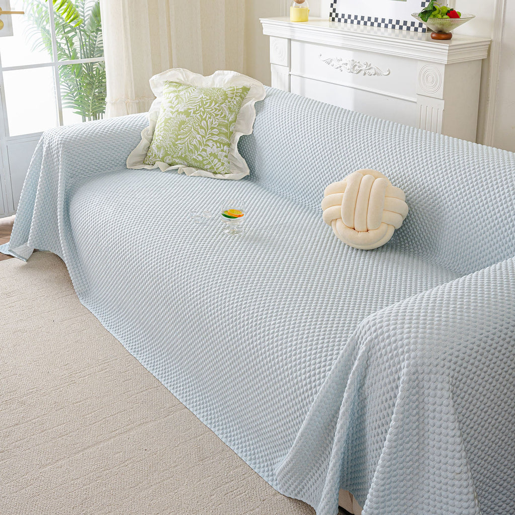 3D Bubble Textured Furniture Protector Throw Cover, Cooling Soft Woven Couch Cover