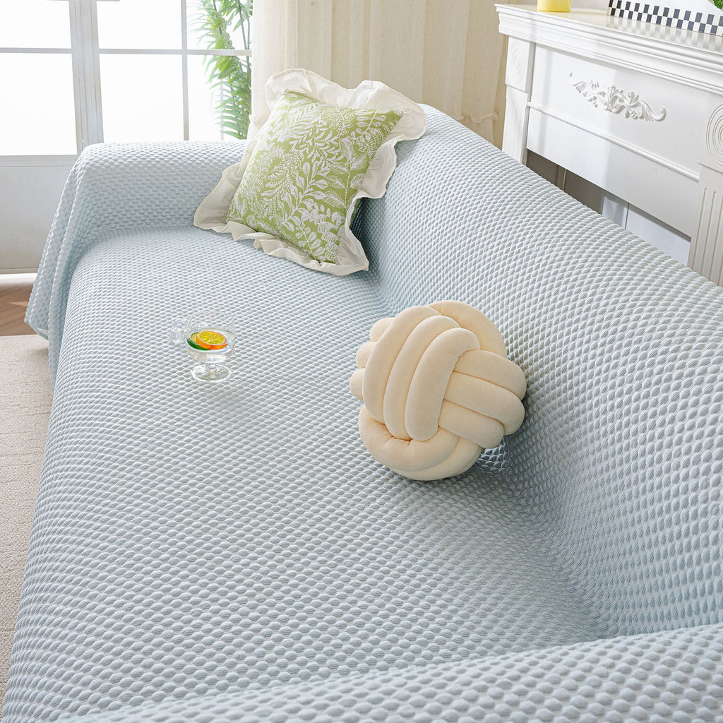 3D Bubble Textured Furniture Protector Throw Cover, Cooling Soft Woven Couch Cover