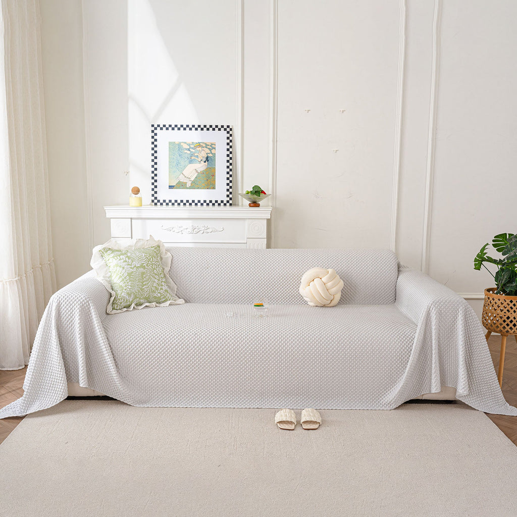 3D Bubble Textured Furniture Protector Throw Cover, Cooling Soft Woven Couch Cover