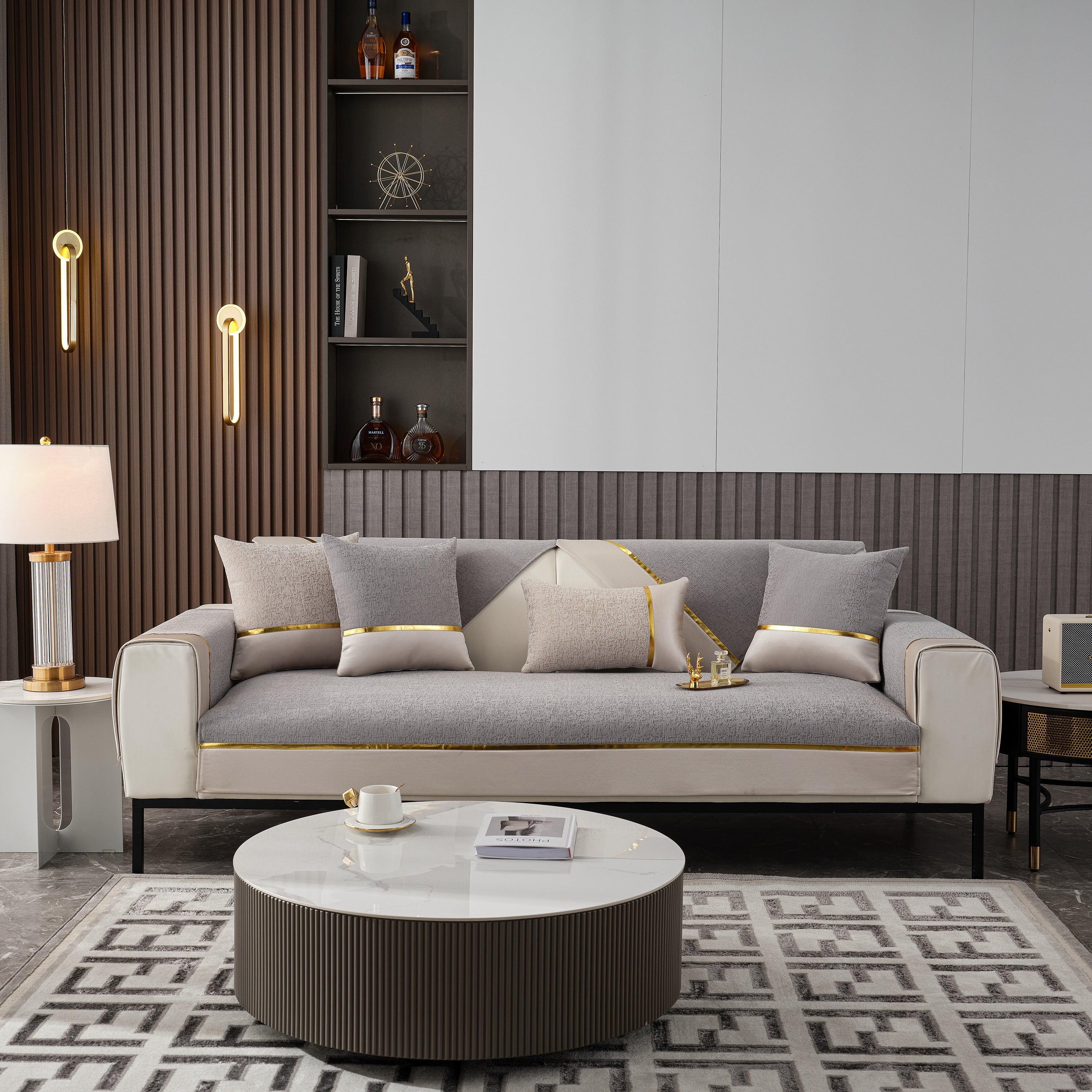 Luxury Leather Couch Protectors with Chenille Sofa Towel Covers, Non-Slip and Washable, Modular Couch Covers