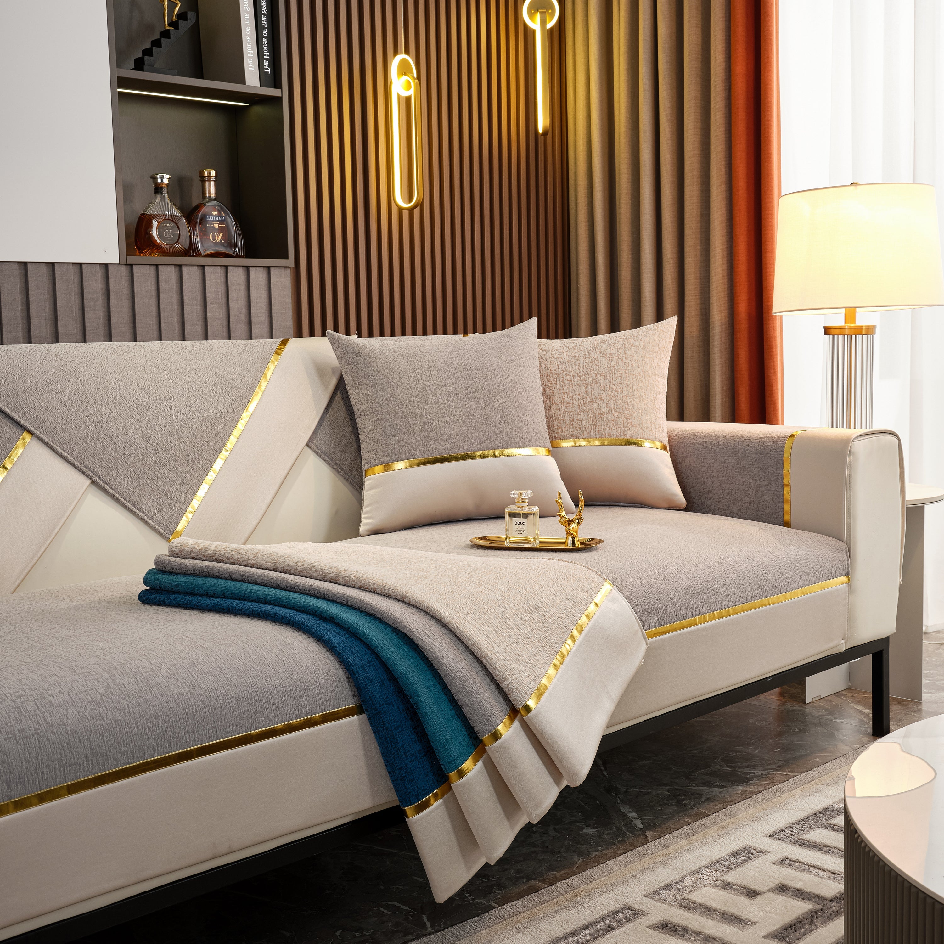 Luxury Leather Couch Protectors with Chenille Sofa Towel Covers, Non-Slip and Washable, Modular Couch Covers