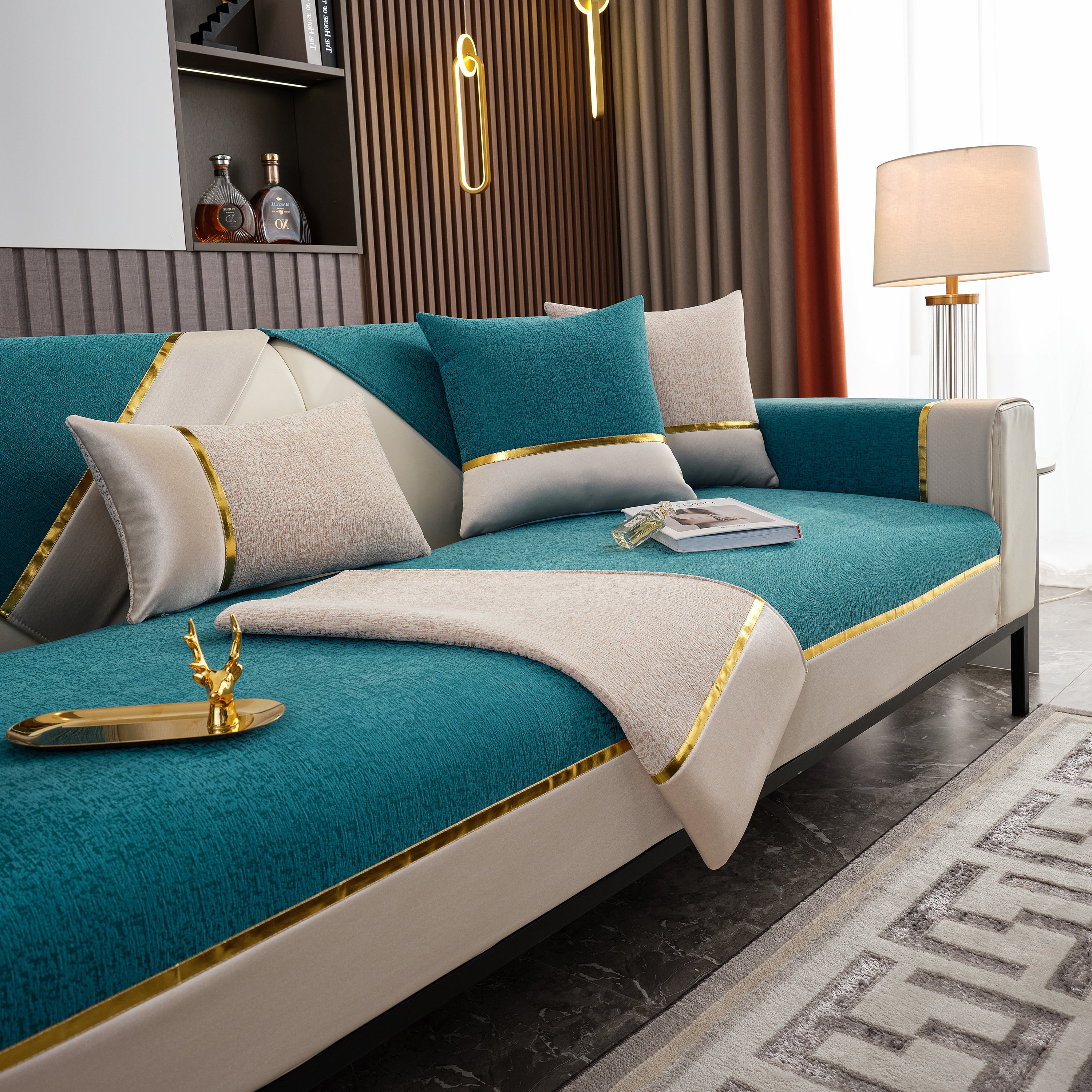 Luxury Leather Couch Protectors with Chenille Sofa Towel Covers, Non-Slip and Washable, Modular Couch Covers