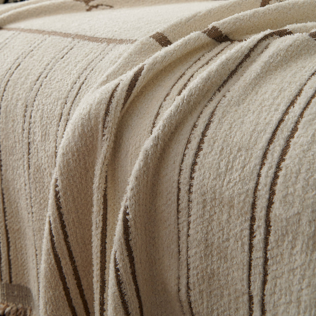 Chenille Striped Floral Couch Cover Sofa Slipcover for Most Shape Sofas, Reversible Sofa Throw Cover