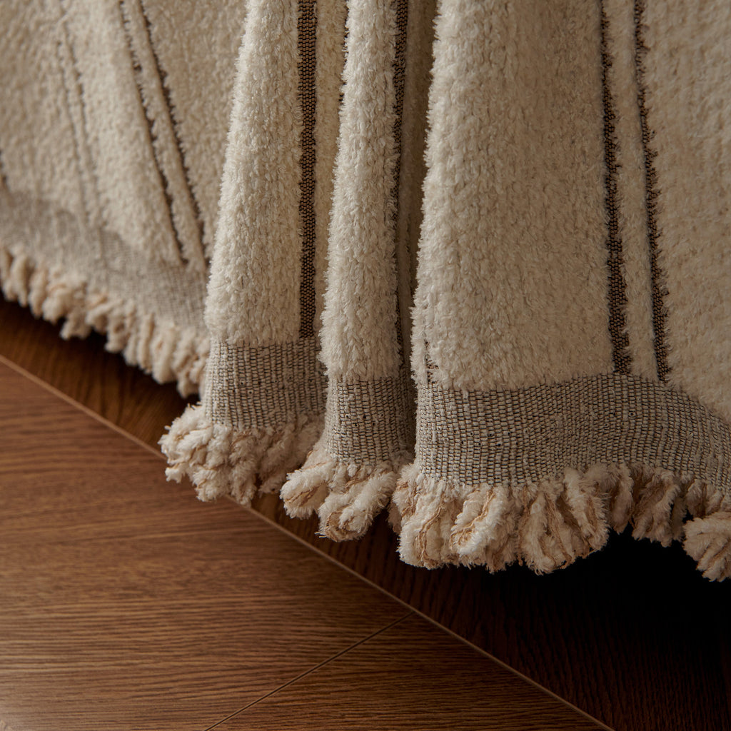 Chenille Striped Floral Couch Cover Sofa Slipcover for Most Shape Sofas, Reversible Sofa Throw Cover