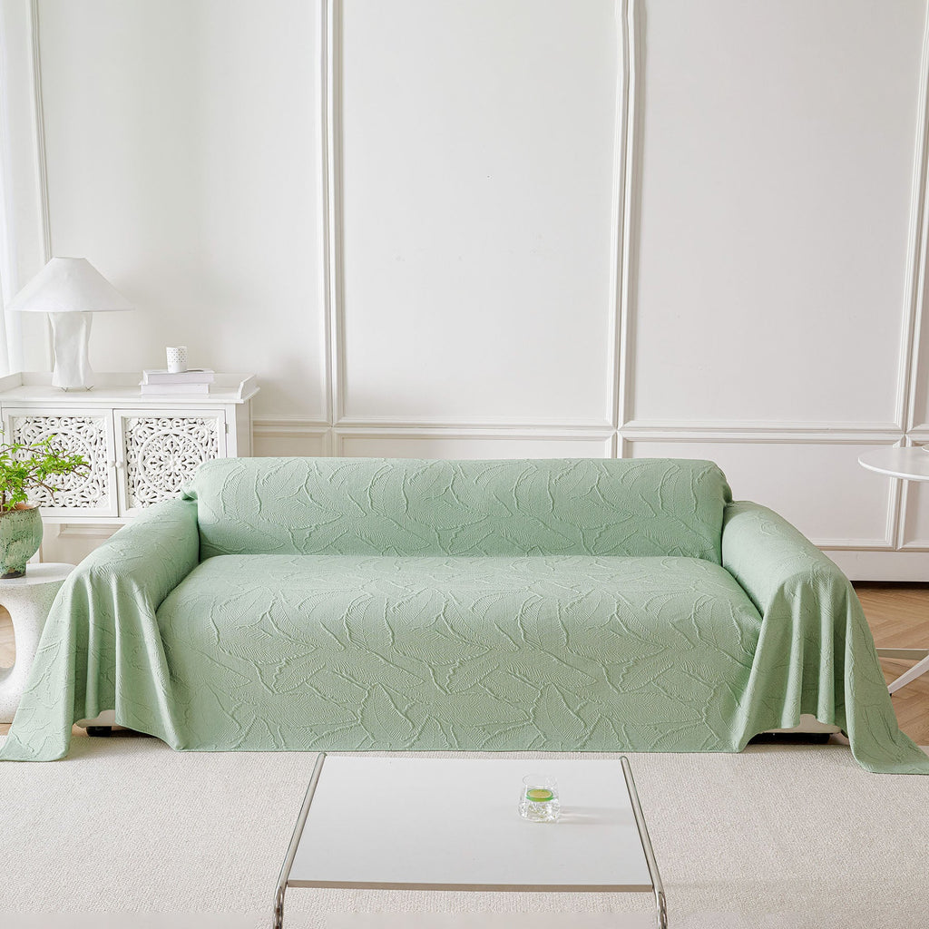 Embossed Leaf Pattern Sofa Cover Blanket for Couch, Soft Cooling Textured Couch Cover