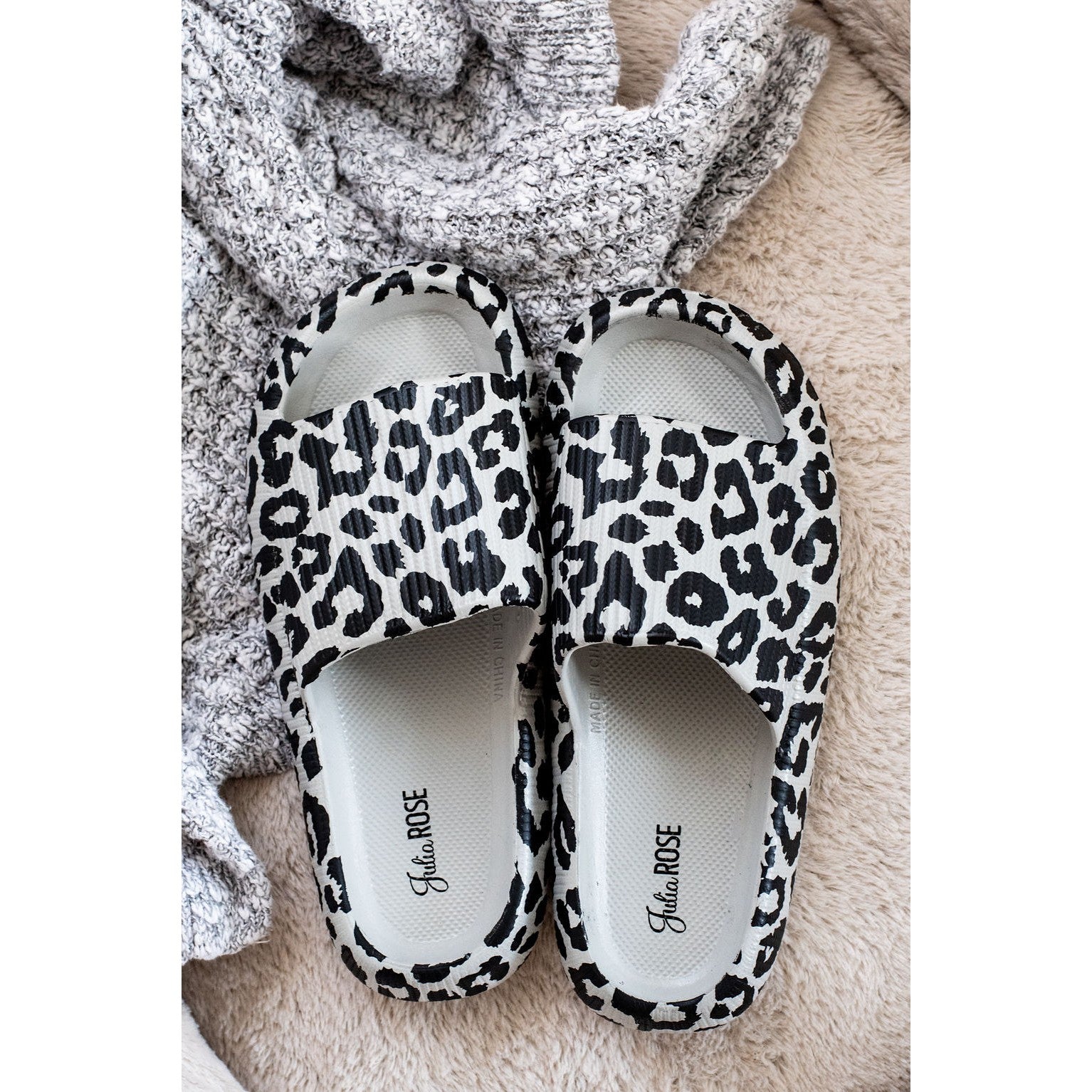 Ready to Ship | Gray Leopard Insanely Comfy -Beach or Casual Slides*