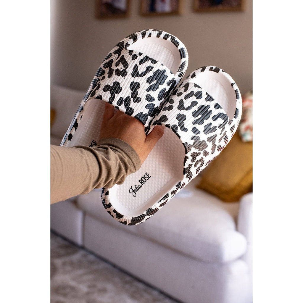 Ready to Ship | White Leopard Insanely Comfy -Beach or Casual Slides*