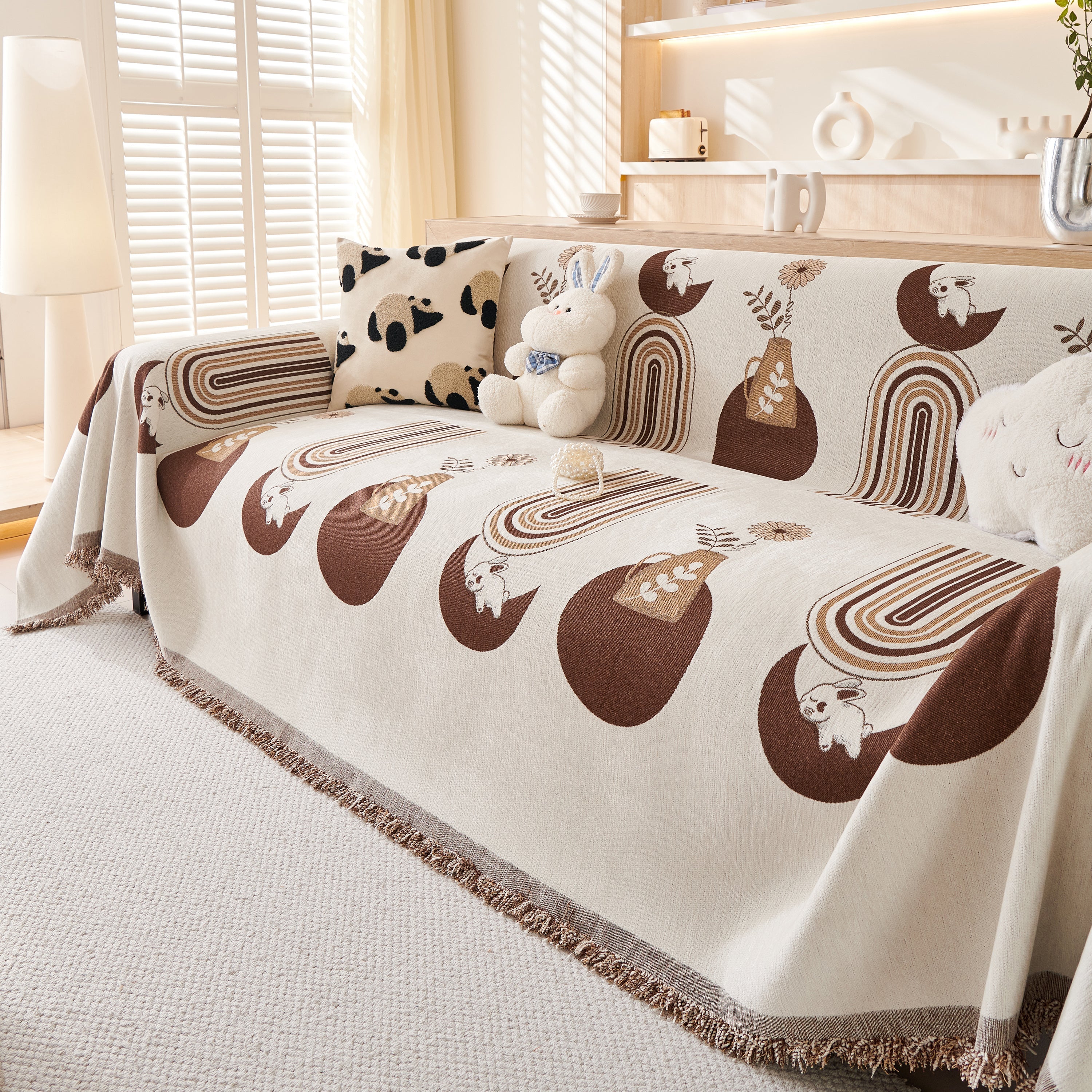 Decorative Throw Blankets for Couch Reversible Chenille Furniture Throw Covers for Sectional Sofa