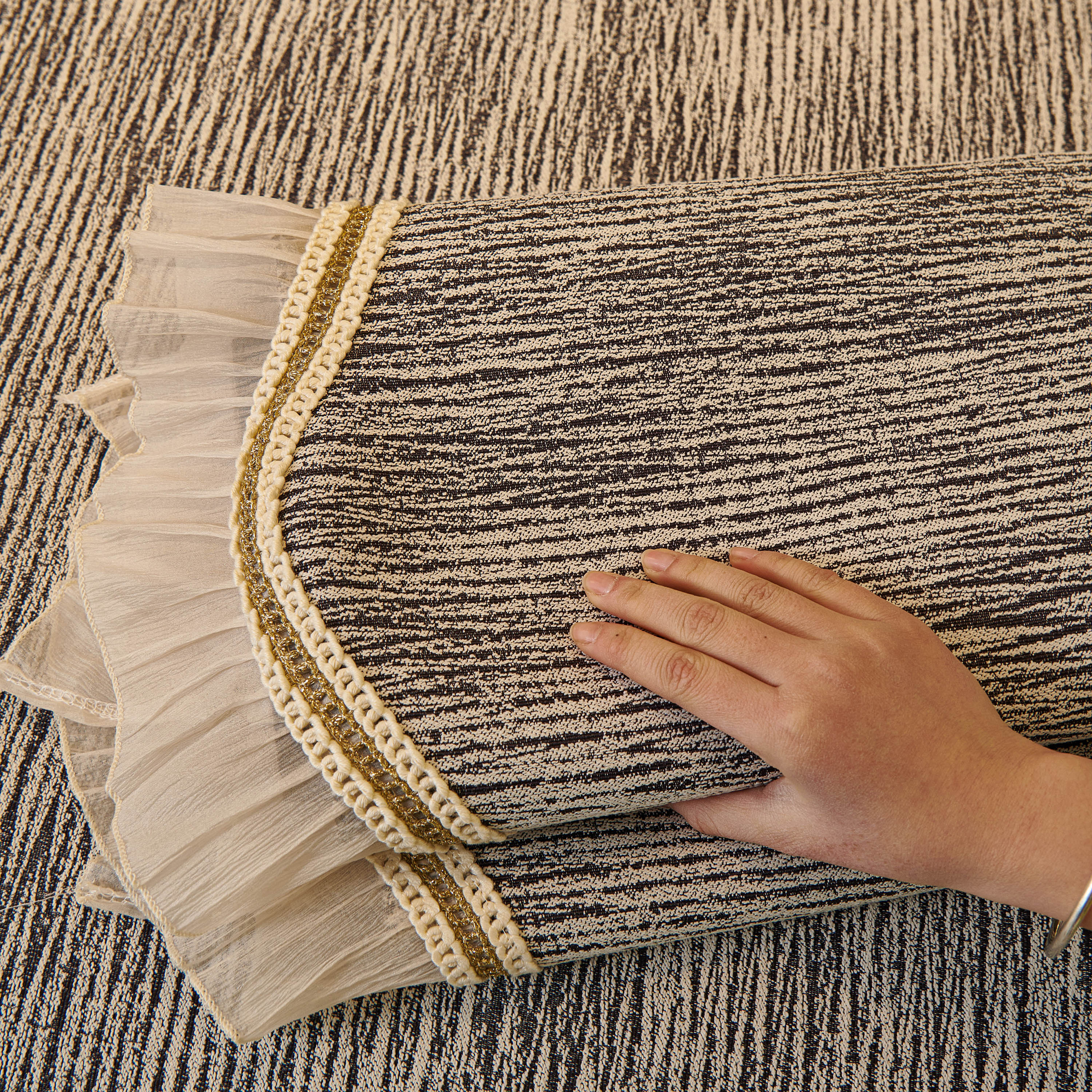 French Vintage Style Couch Cover with Skirt,  Non-Slip Sectional Furniture Covers